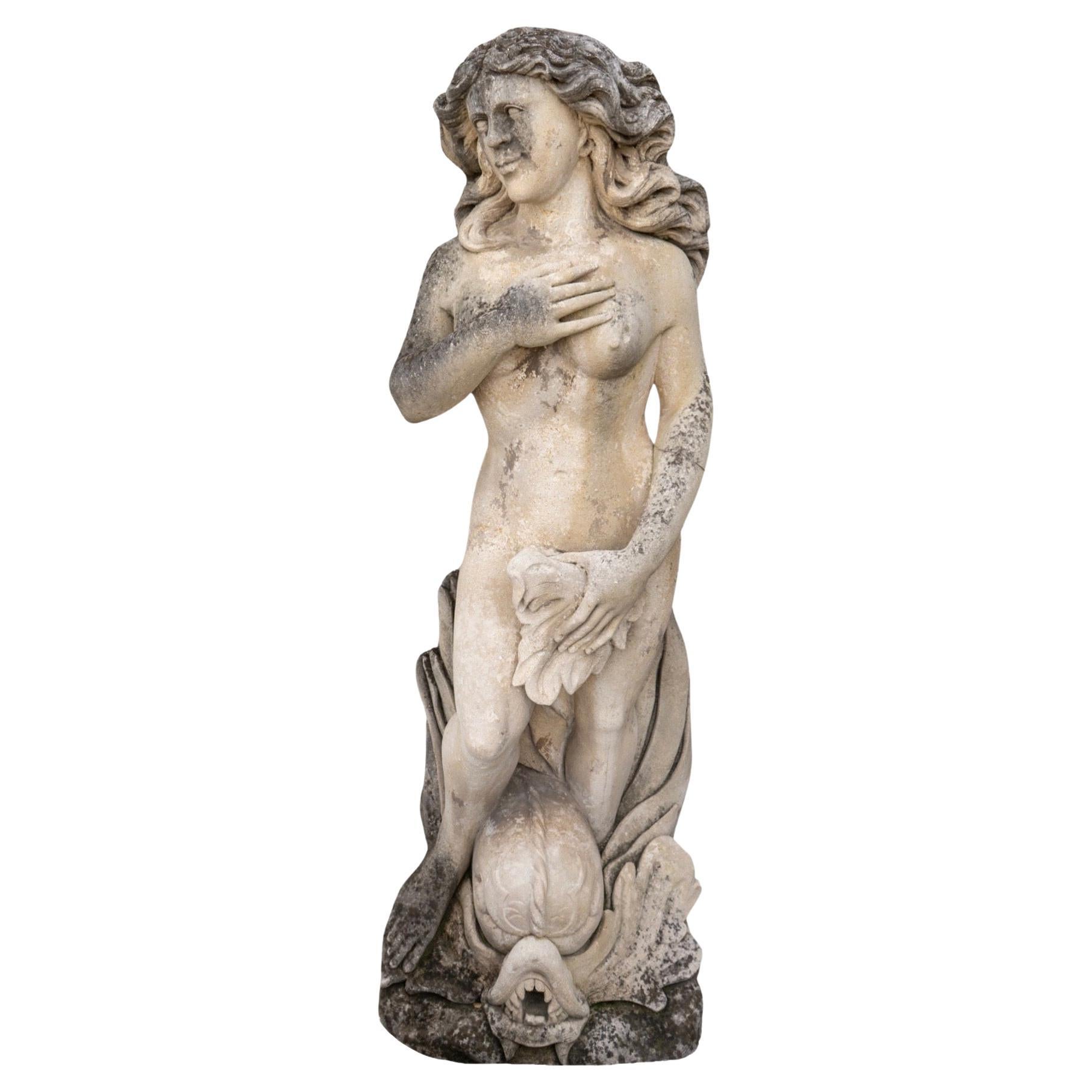 Italian Limestone Venus Sculpture For Sale