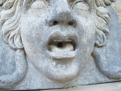 Italian Limestone Water Fountain Carving of Gorgon Medusa