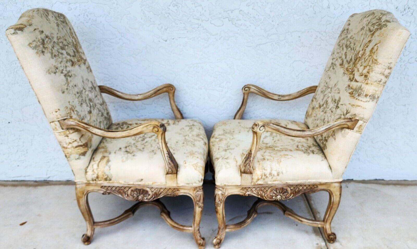 For FULL item description click on CONTINUE READING at the bottom of this page.

Offering One Of Our Recent Palm Beach Estate Fine Furniture Acquisitions Of A
Pair of Italian Linen Armchairs by Woodmark

Approximate Measurements in Inches
43