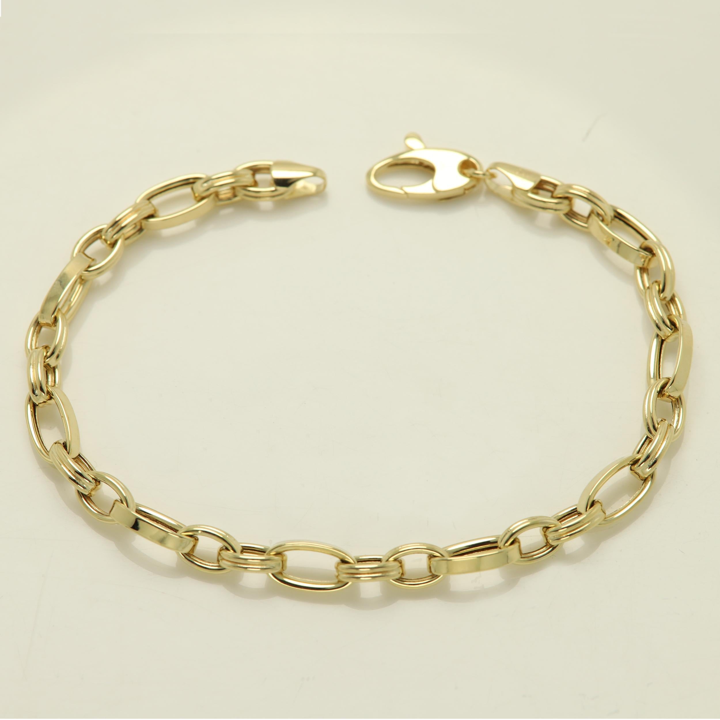 Pulsera italiana de cadena de eslabones de 14 quilates  Pulsera de eslabones dorada de moda (nº 4) en venta 1