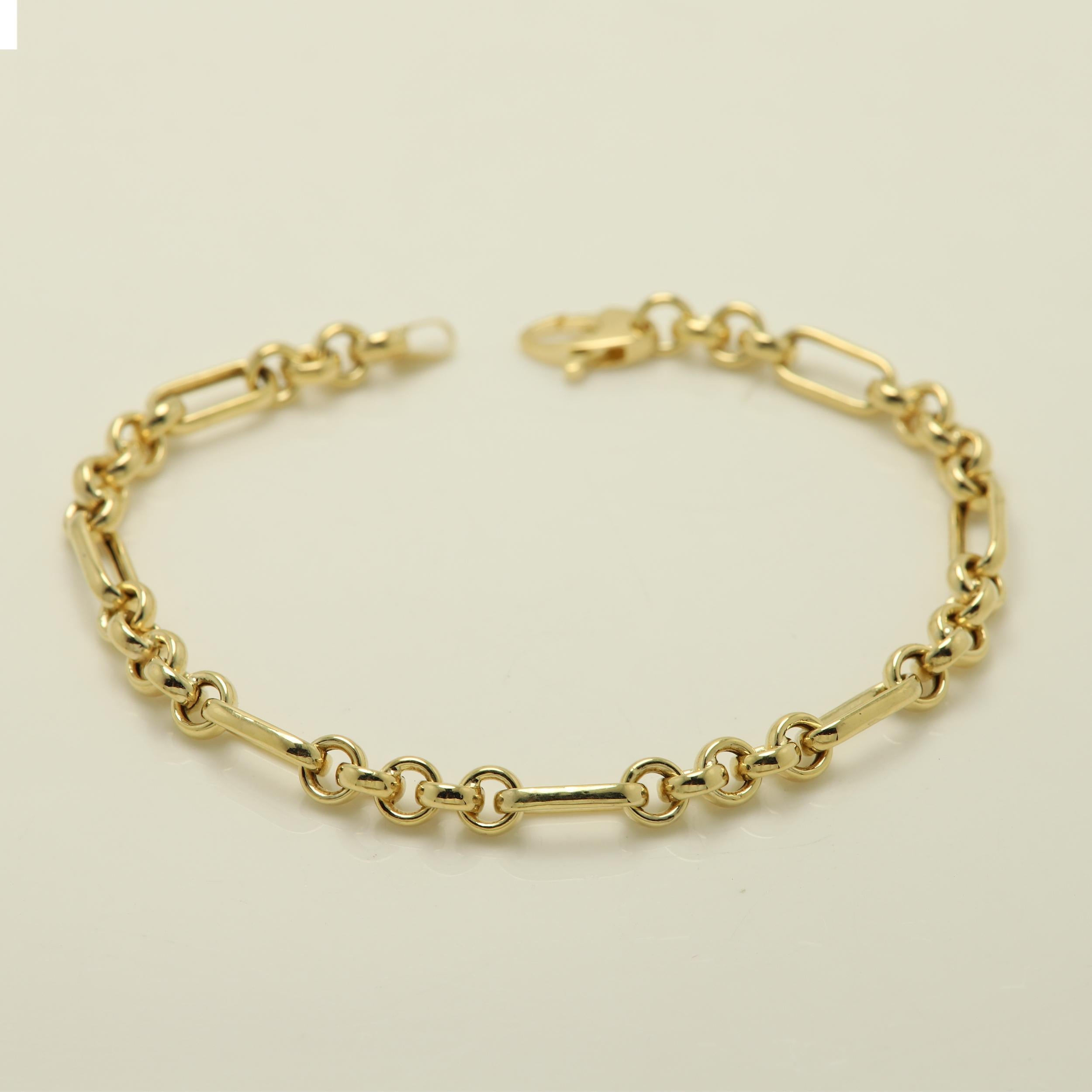 Italienisches Gliederkette-Armband aus 14 Karat  Gold Trendy Link Armband im Angebot 2