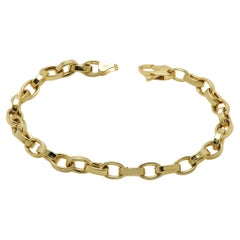 Italian Link Chain Bracelet 14 Karat  Gold Trendy Link Bracelet