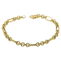 Italian Link Chain Bracelet 14 Karat  Gold Trendy Link Bracelet