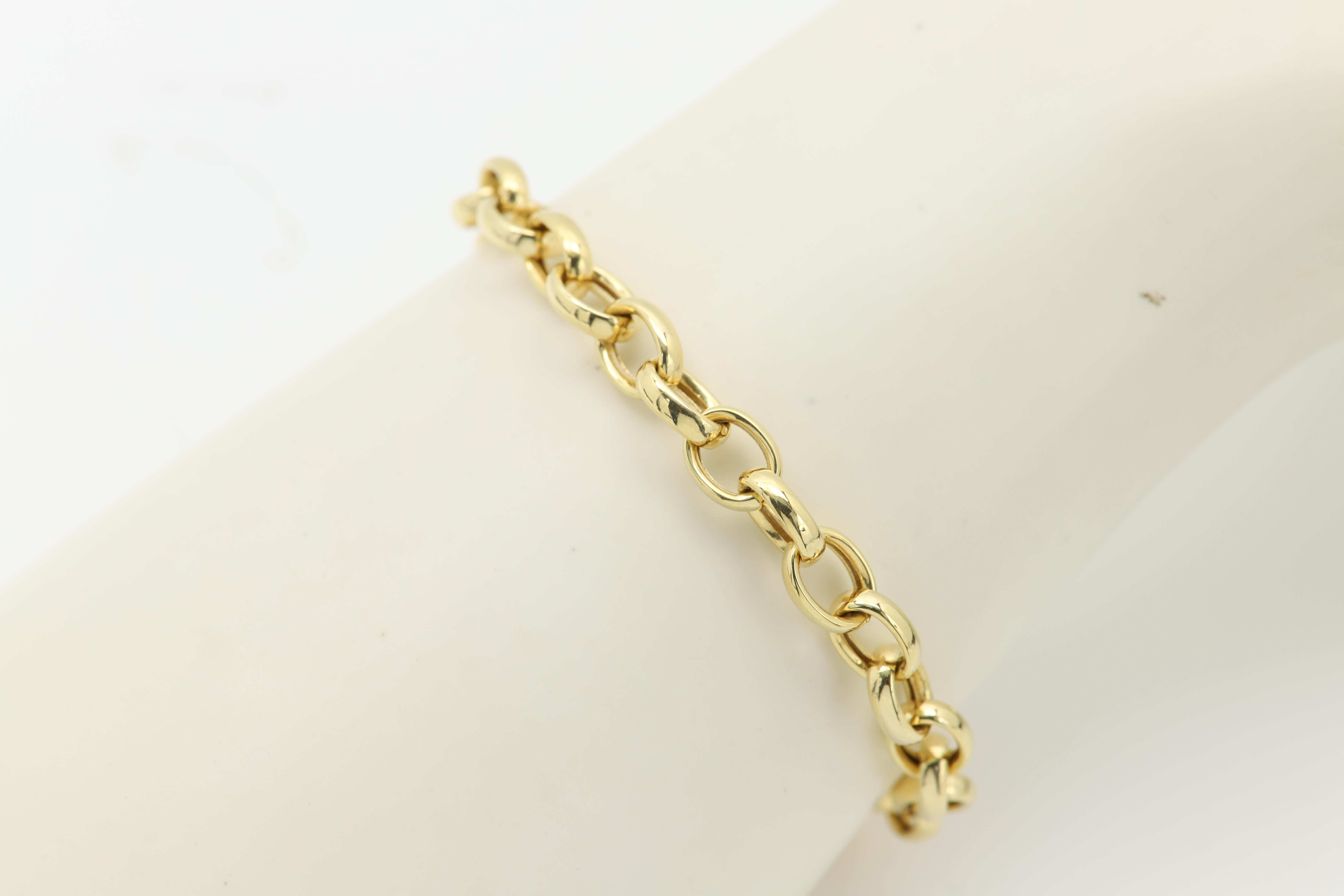 Italienisches Gliederkette-Armband aus 14 Karat Gold, trendiges Link-Rolo-Armband (#6) 8