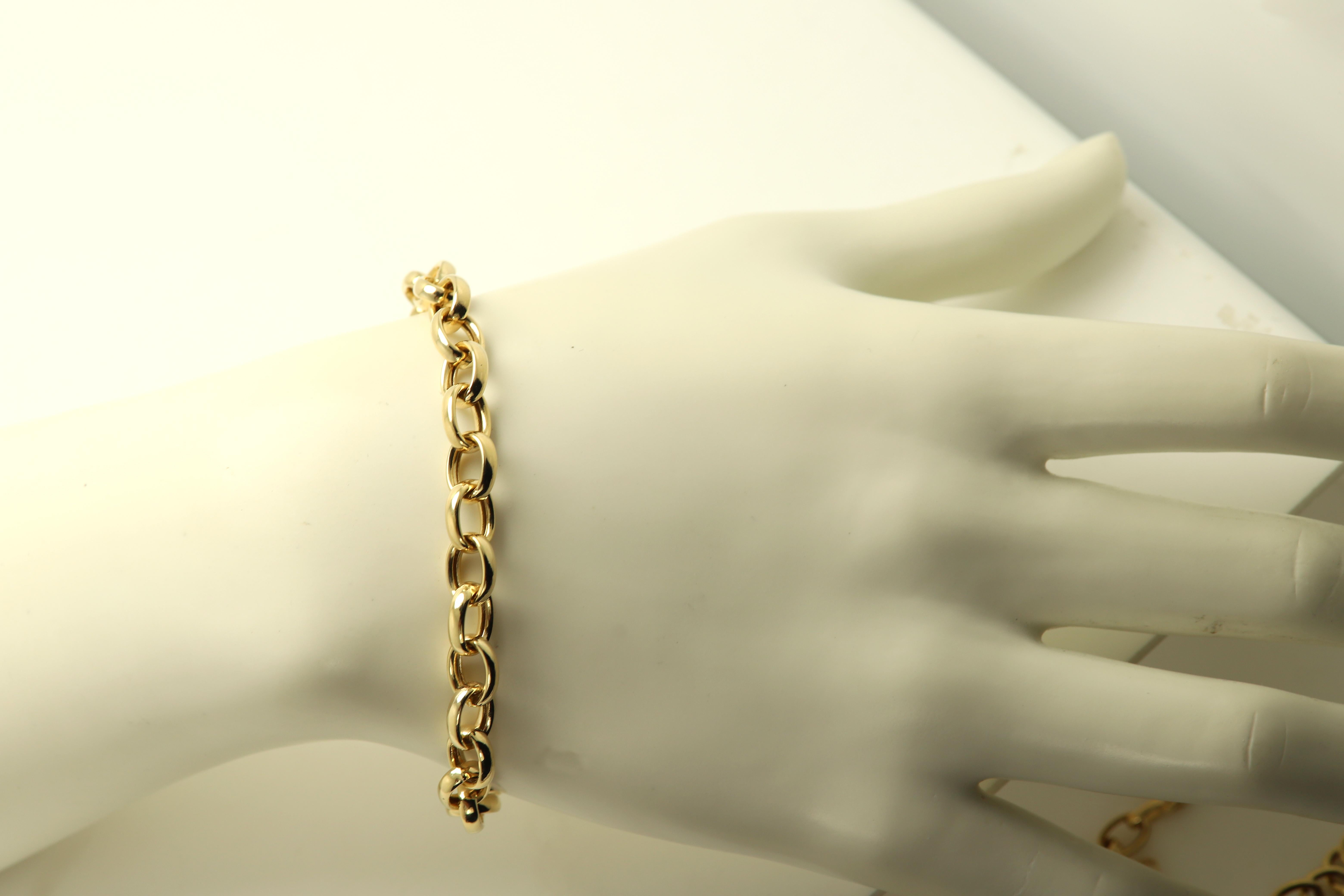 Italienisches Gliederkette-Armband aus 14 Karat Gold, trendiges Link-Rolo-Armband (#6) 1