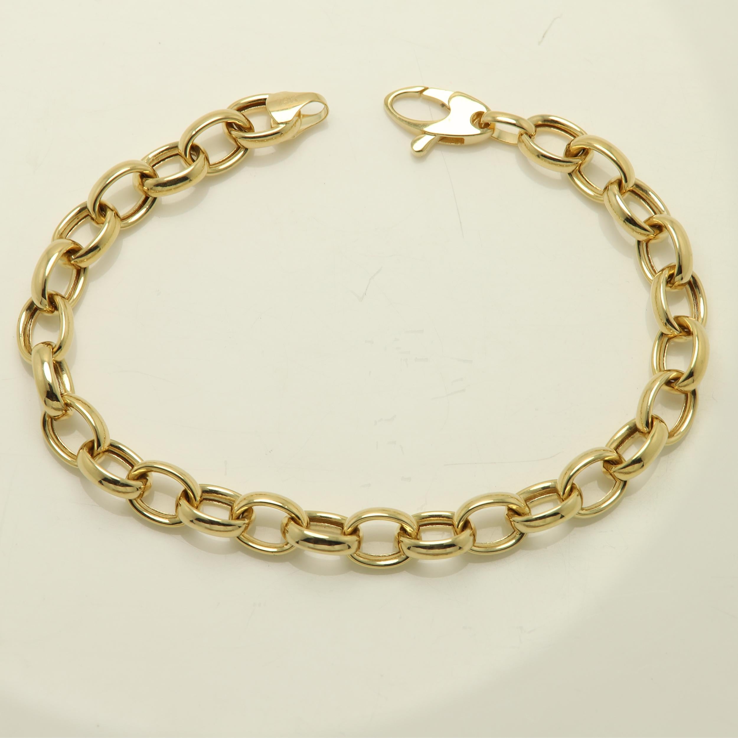 Italienisches Gliederkette-Armband aus 14 Karat Gold, trendiges Link-Rolo-Armband (#6) 3