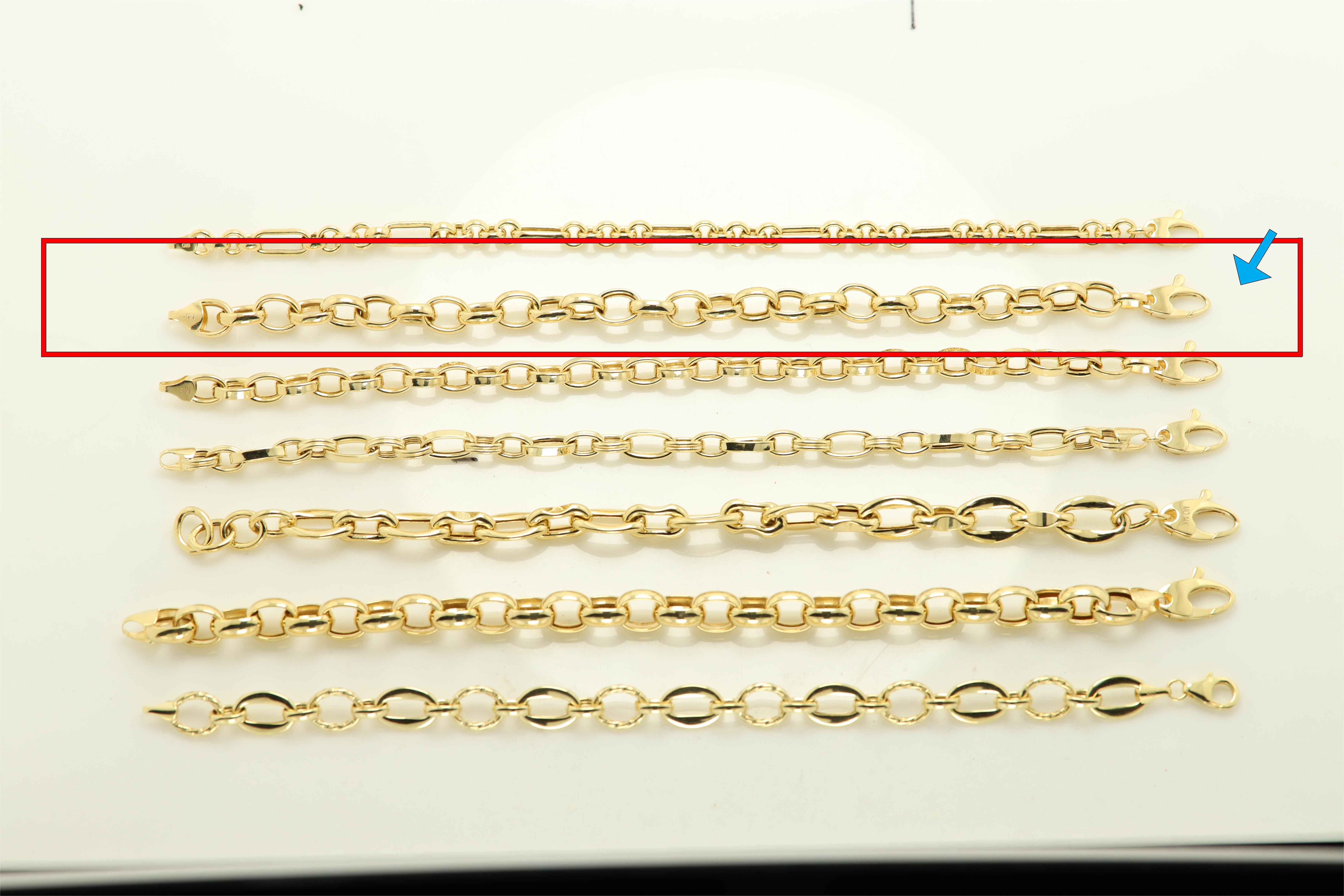Italienisches Gliederkette-Armband aus 14 Karat Gold, trendiges Link-Rolo-Armband (#6) 5