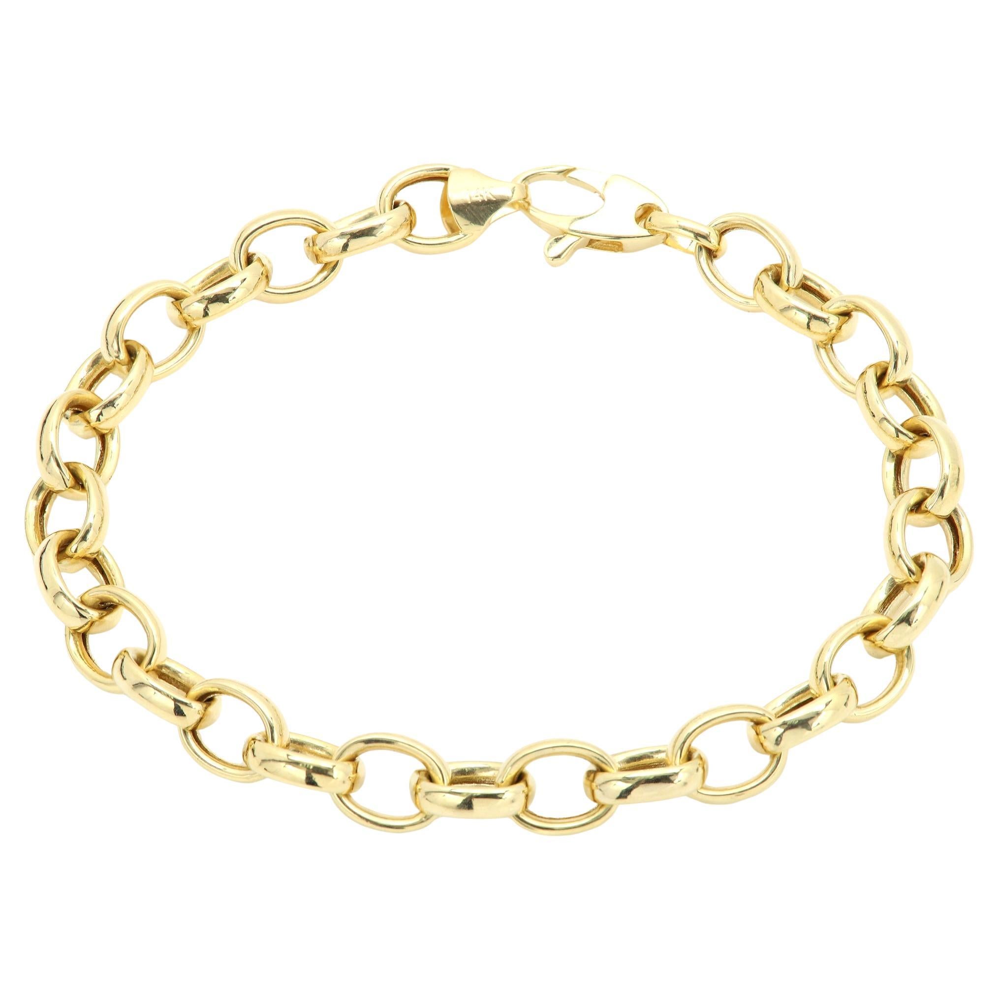 Italienisches Gliederkette-Armband aus 14 Karat Gold, trendiges Link-Rolo-Armband (#6)