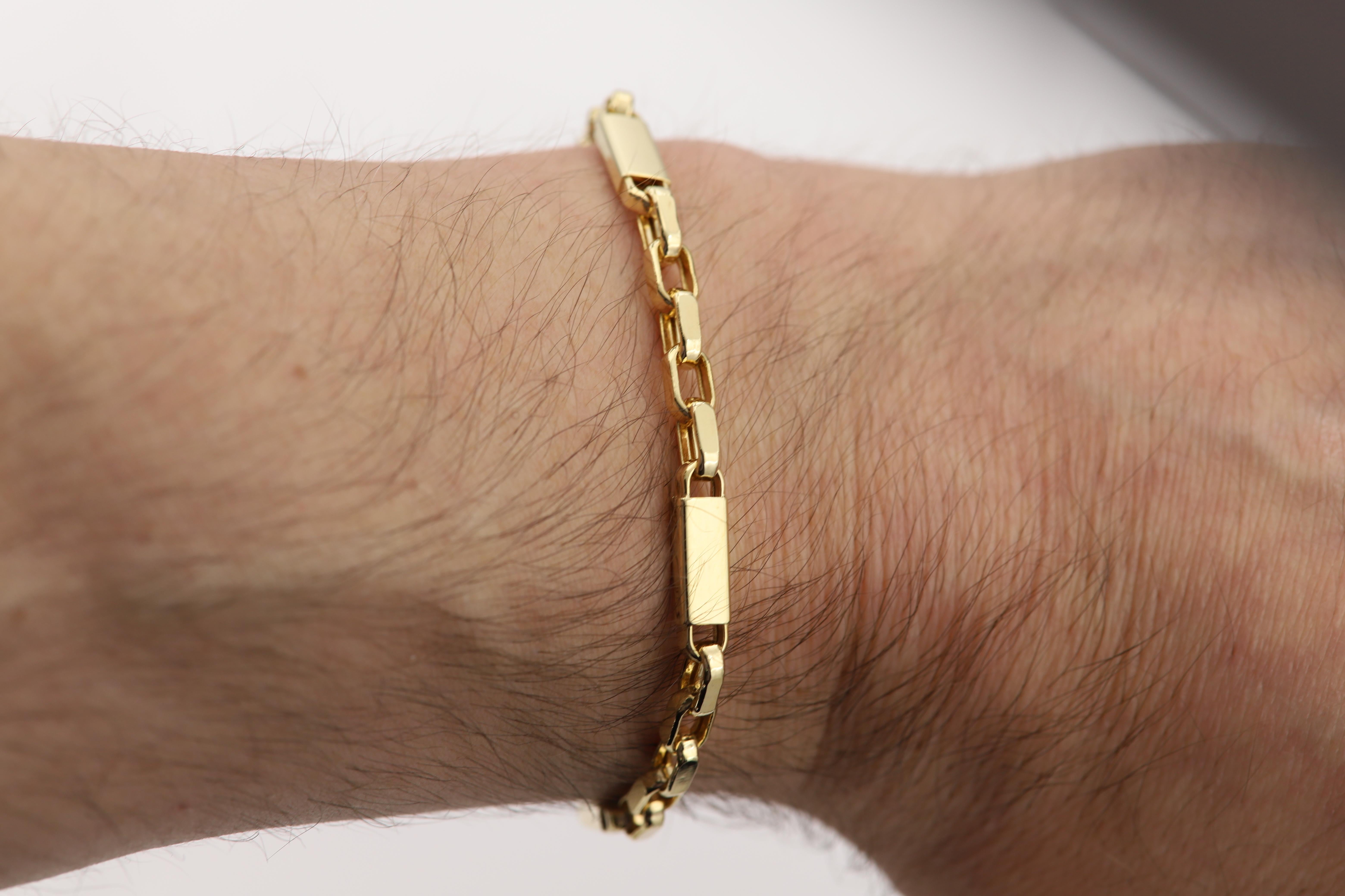 Bracelet à maillons italien en or jaune 14 carats pour hommes Neuf - En vente à Brooklyn, NY