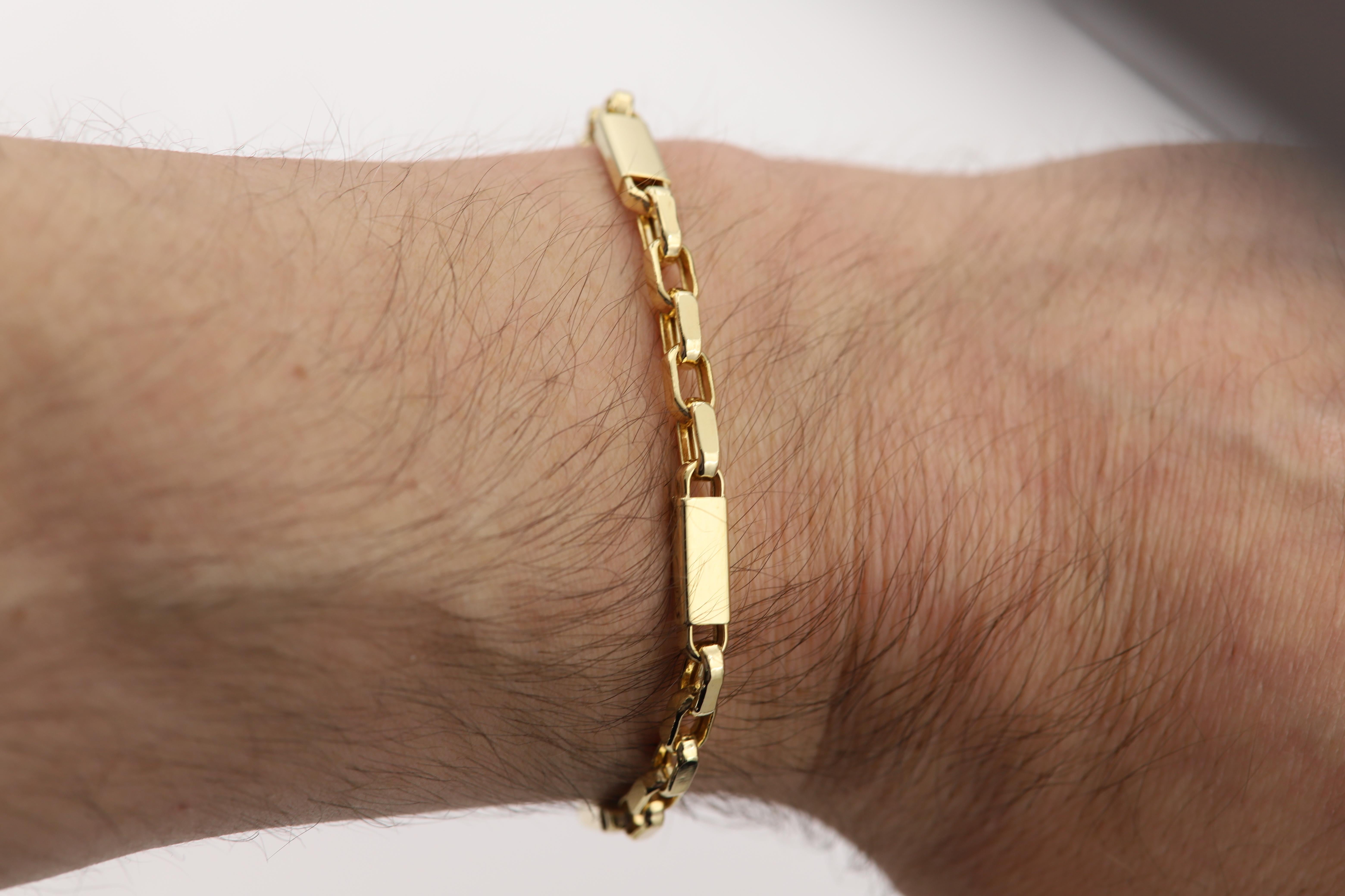 Italian Link Chain Men s Bracelet 14 Karat Yellow Gold Men Link 