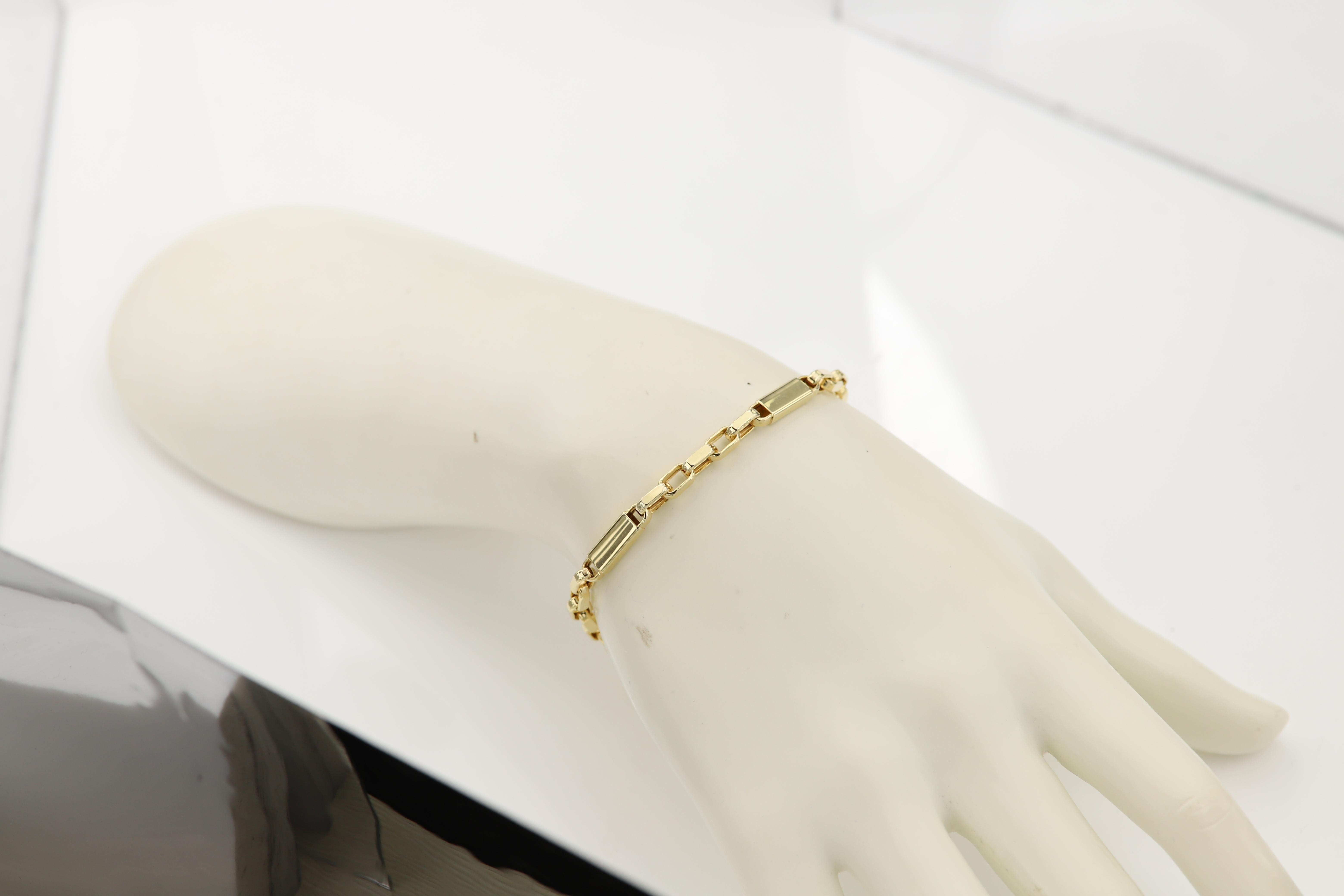 Bracelet à maillons italien en or jaune 14 carats pour hommes Pour femmes en vente