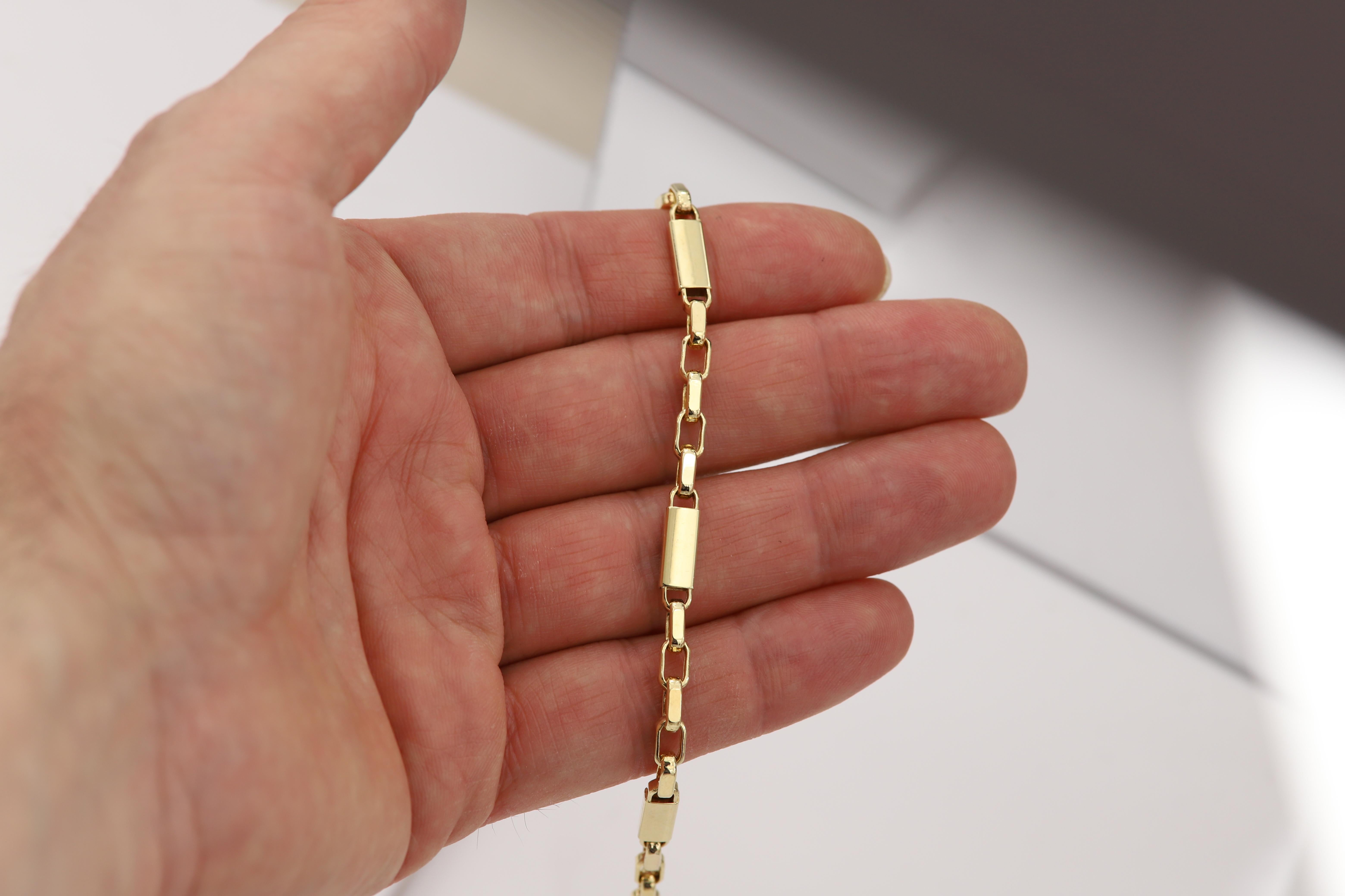 Bracelet à maillons italien en or jaune 14 carats pour hommes en vente 1
