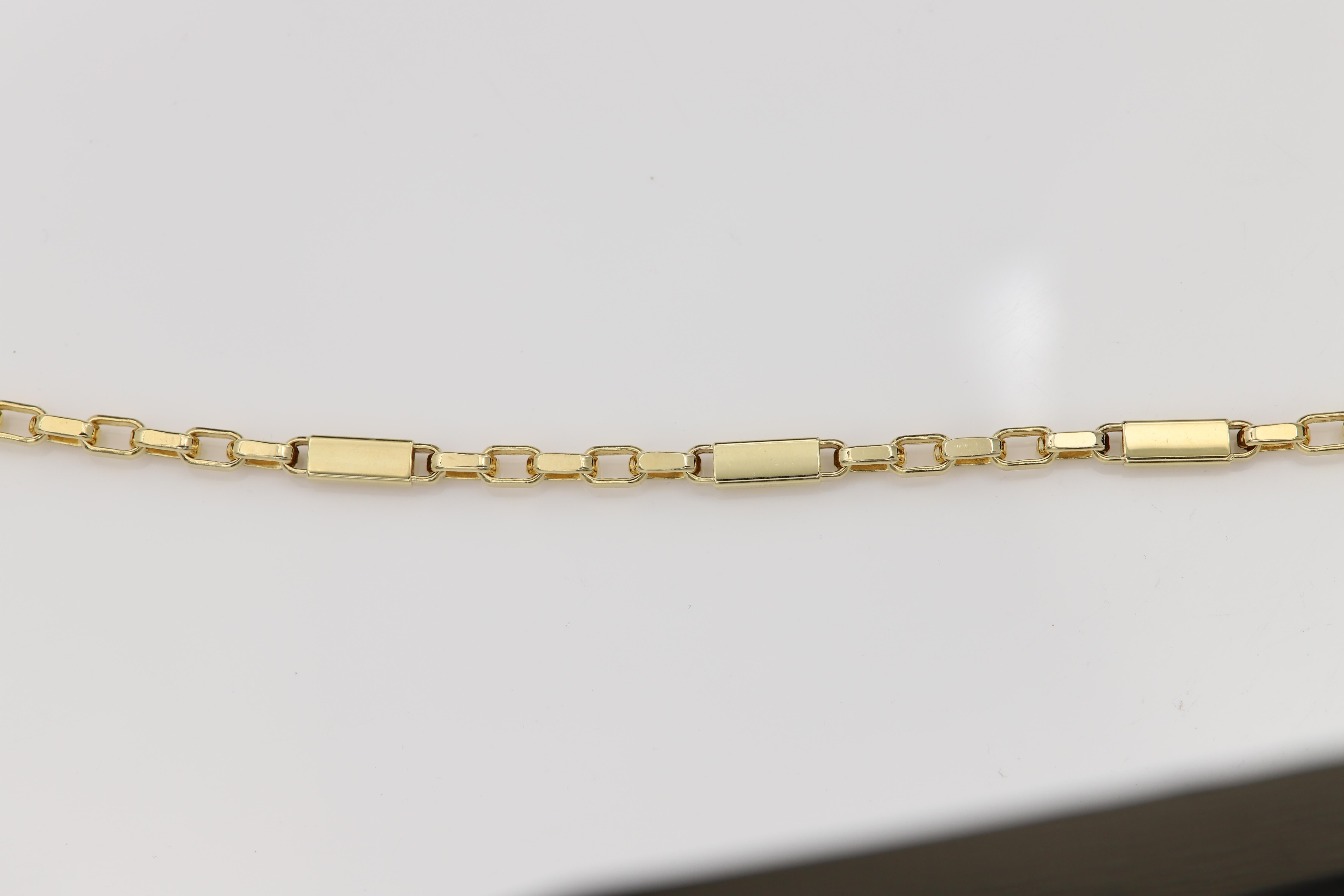 Italian Link Chain Men's Bracelet 14 Karat Yellow Gold Men Link Bracelet In New Condition For Sale In Brooklyn, NY