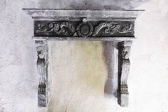 Italian Lions Renaissance Style Fireplace Hand-Carved Limestone Antique Finish