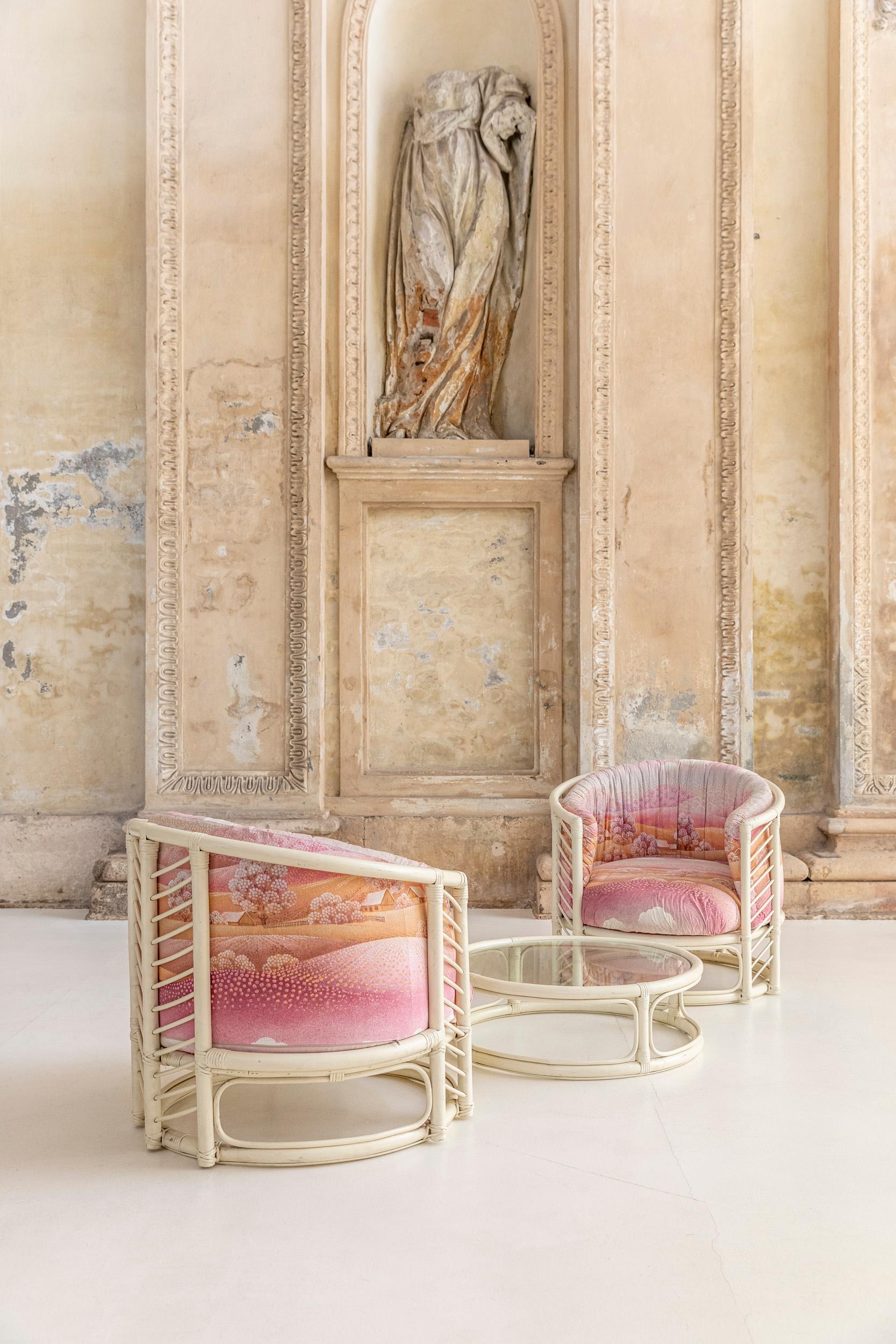 Mid-Century Modern Ensemble de chaises et tables italiennes en bambou en vente