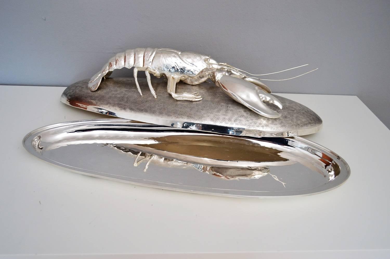 Mid-Century Modern Italian Lobster Serving Tray by Franco Lapini, 1970s