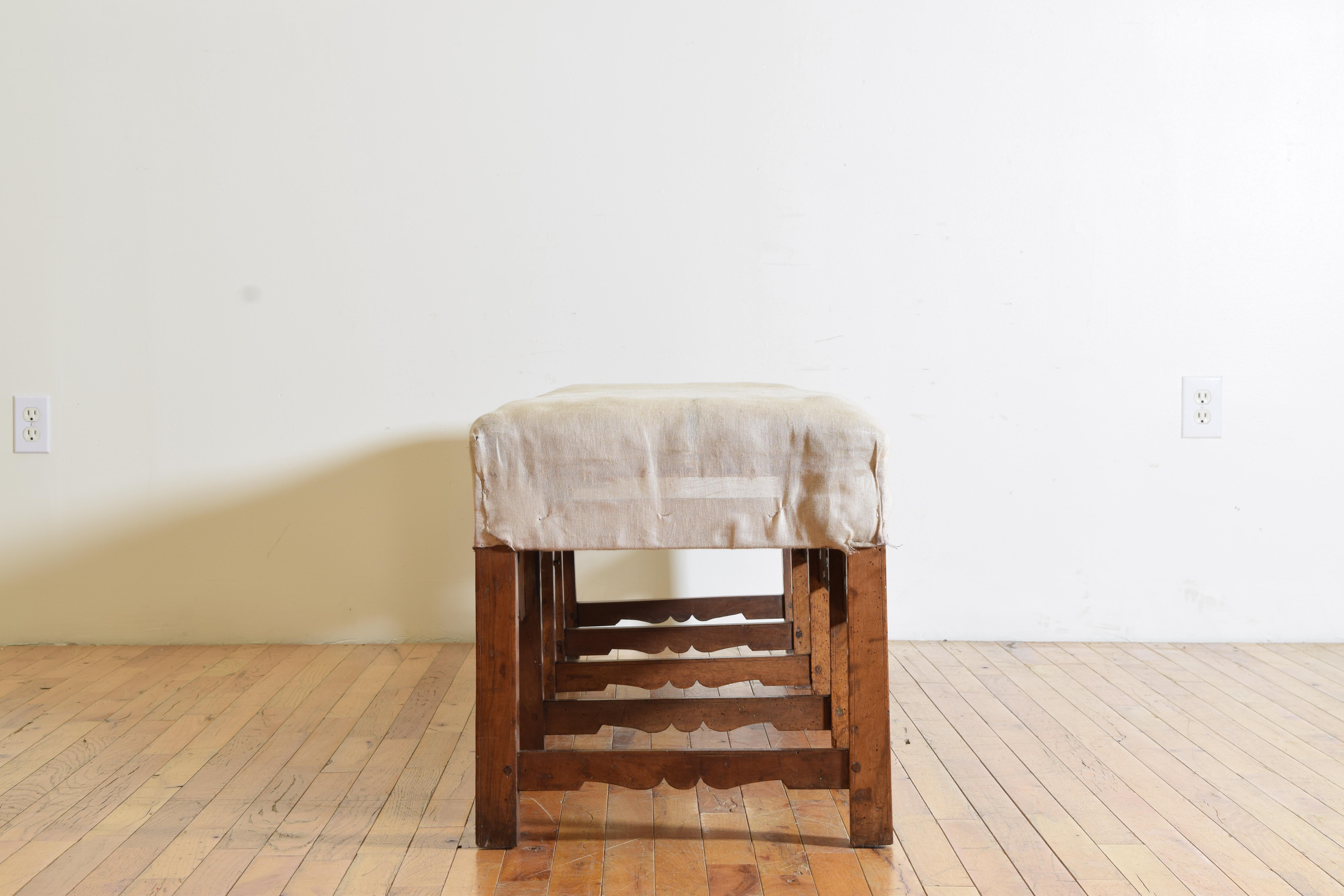 Italian, Lombardia, Baroque Period Carved Walnut Bench, Early 18th C. 1