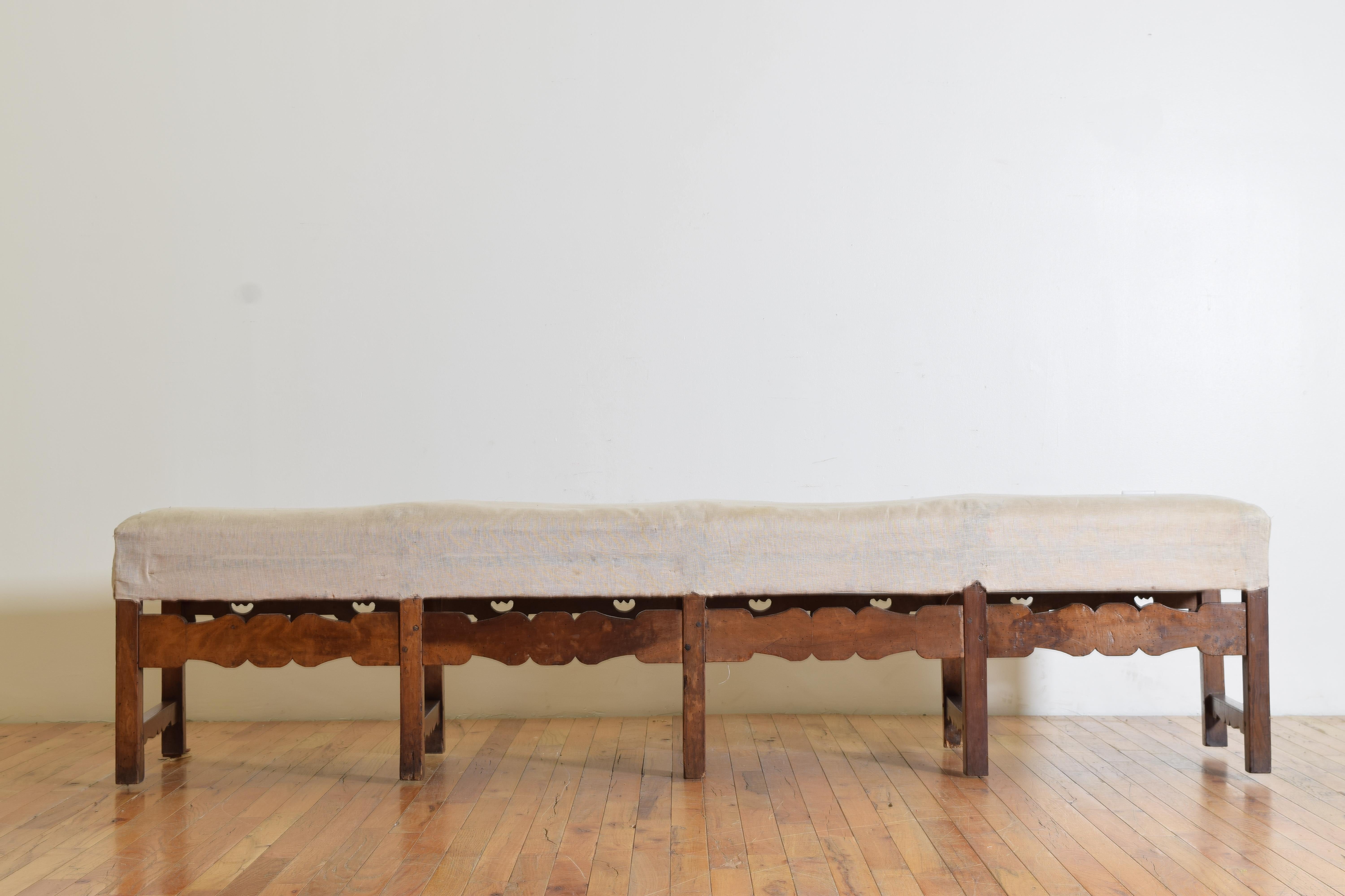 Italian, Lombardia, Baroque Period Carved Walnut Bench, Early 18th C. 2