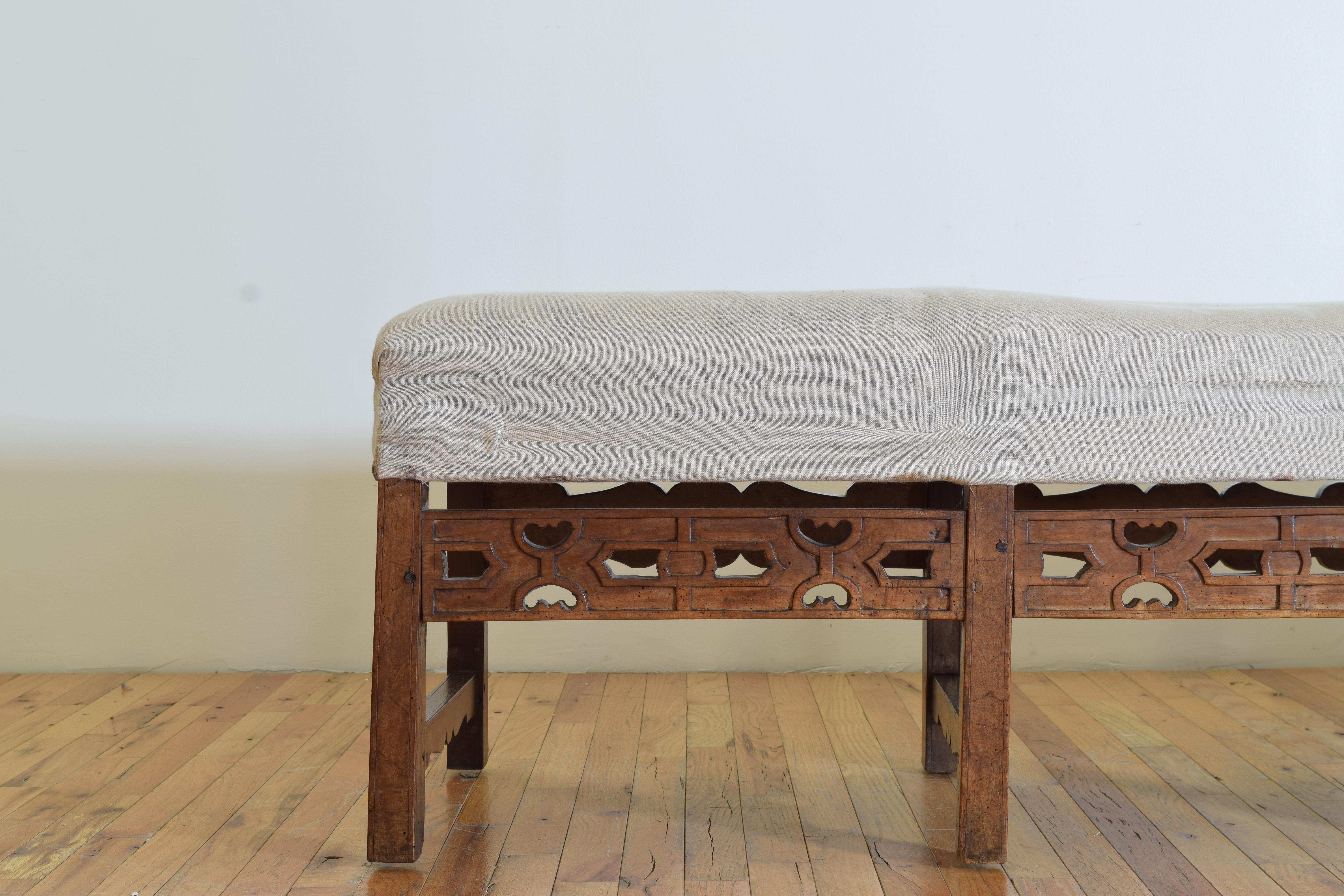 Italian, Lombardia, Baroque Period Carved Walnut Bench, Early 18th C. 3