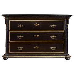 Italian, Lombardia, Charles X Period Ebonized & Gilded 3-Drawer Commode mid19thc