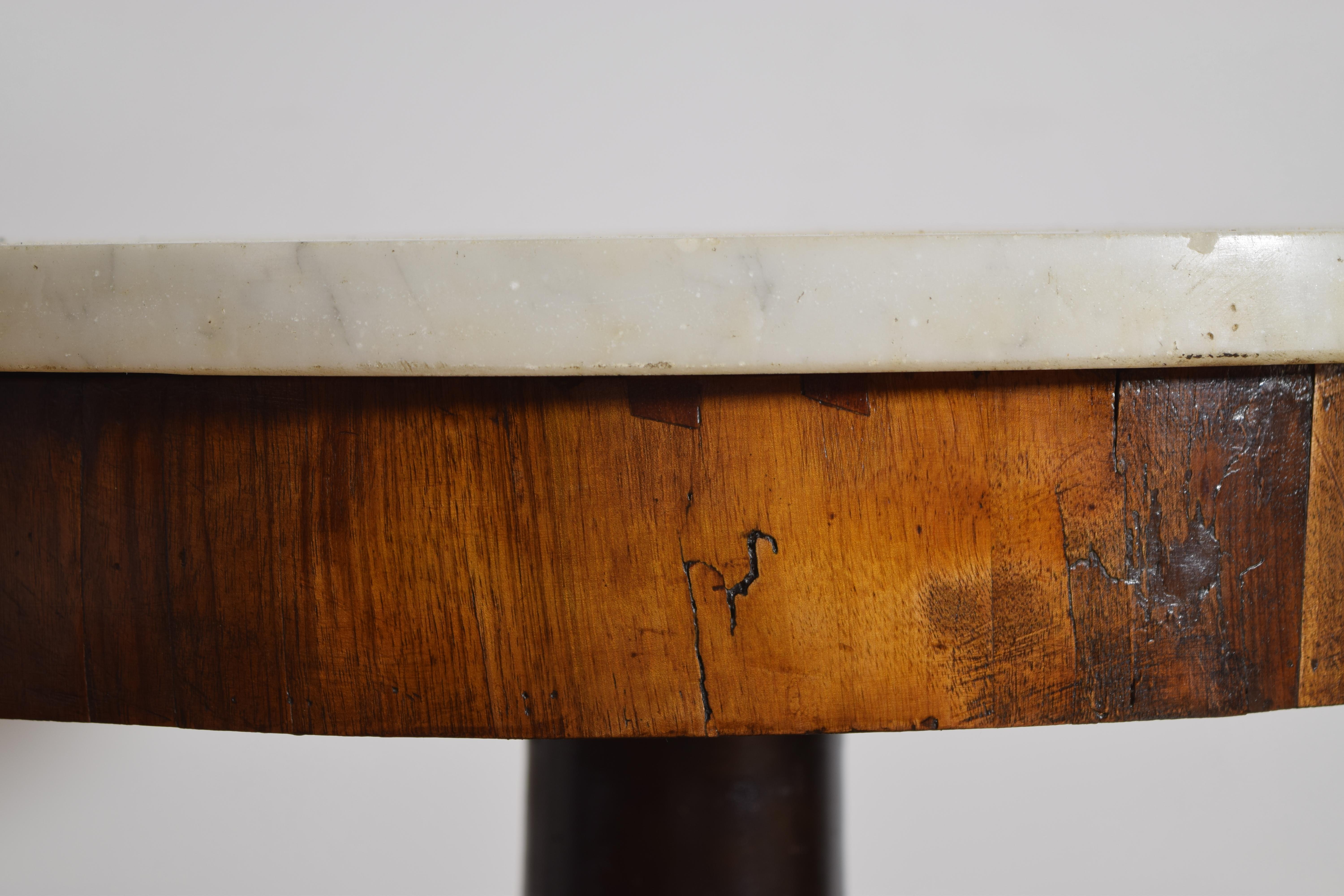Early 19th Century Italian, Lombardia, Neoclassic Walnut, Ebonized, & Marble Center Table, ca. 1820 For Sale
