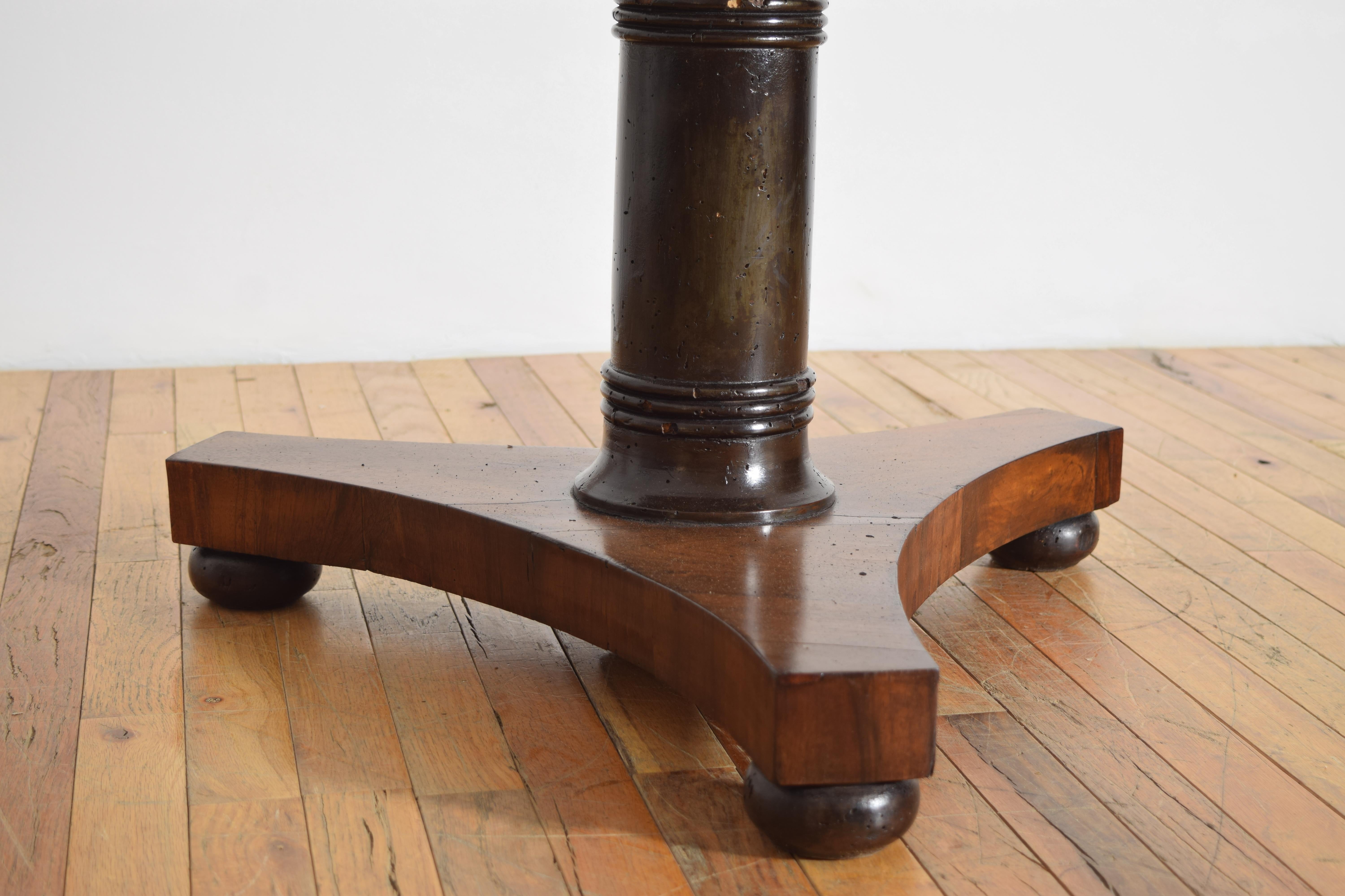 Italian, Lombardia, Neoclassic Walnut, Ebonized, & Marble Center Table, ca. 1820 For Sale 1