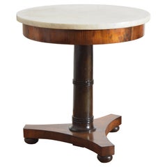 Italian, Lombardia, Neoclassic Walnut, Ebonized, & Marble Center Table, ca. 1820