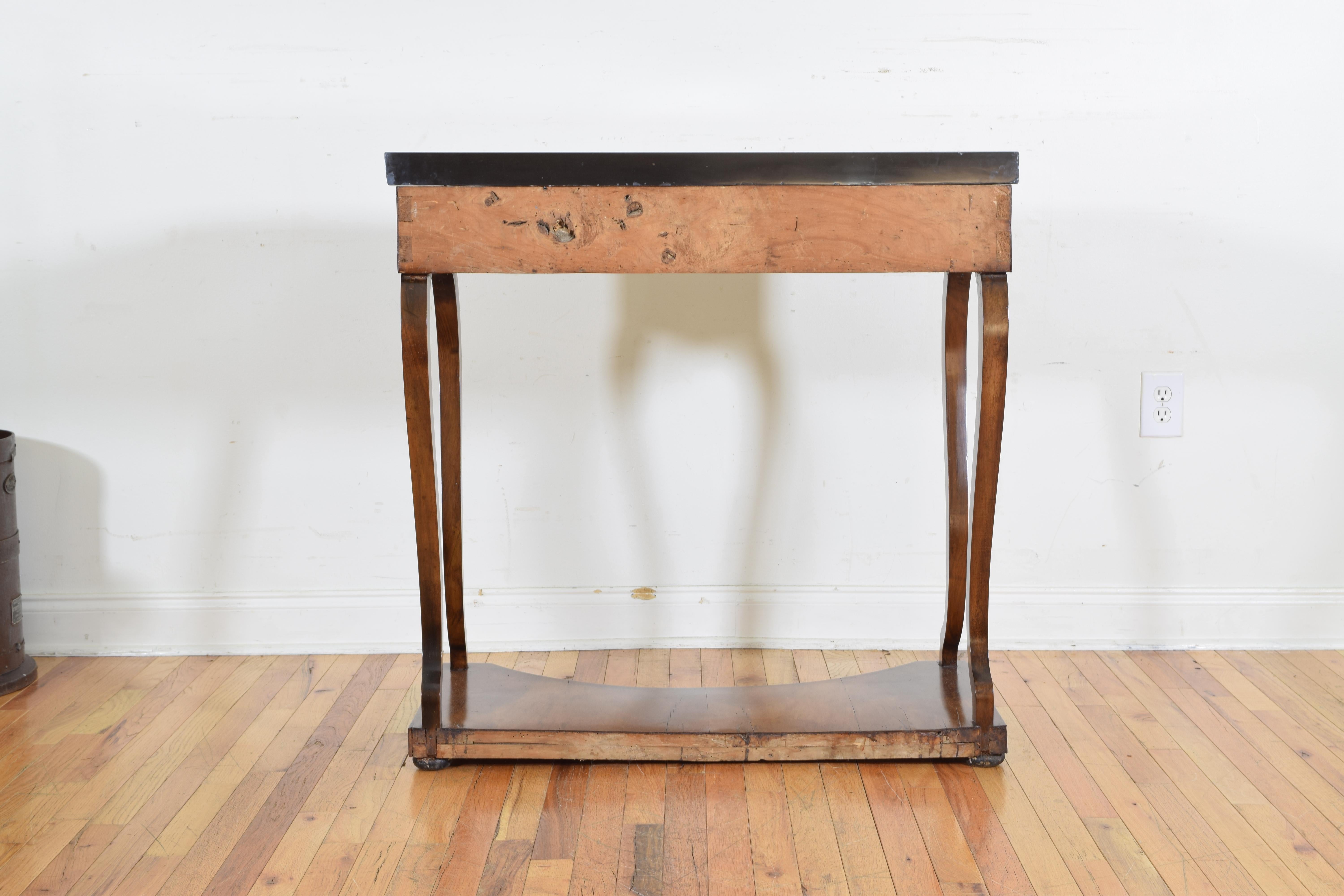 Italian Lombardia Neoclassic Walnut, Ebonized & Marble-Top Console, 19th Century 5