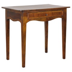 Italian, Lombardia, Walnut and Inlaid 1-Drawer Side Table, Late 18th Century