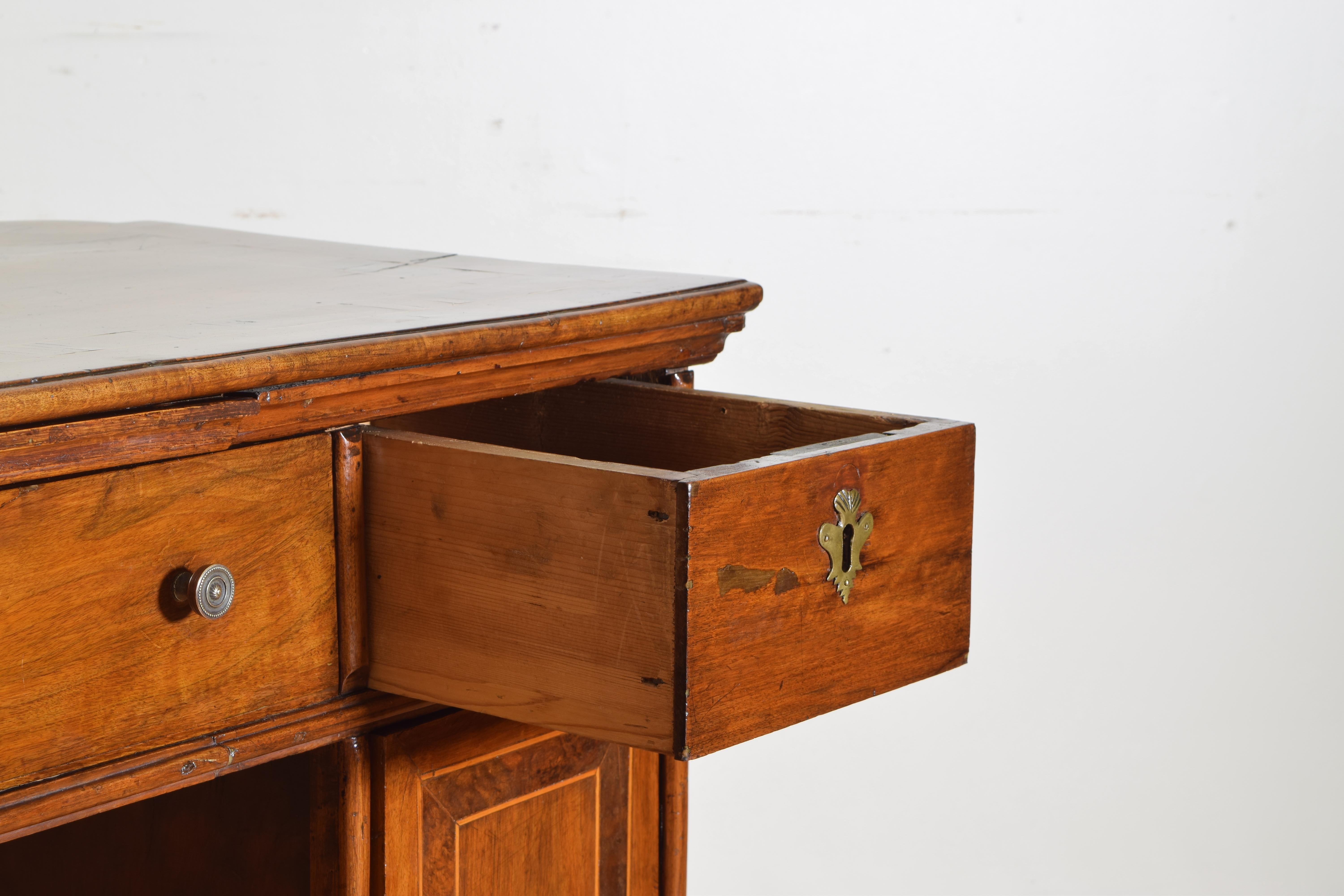 Italian, Lombardia, Walnut & Burl Writing Desk, Leather Slide Early 18th Century 5