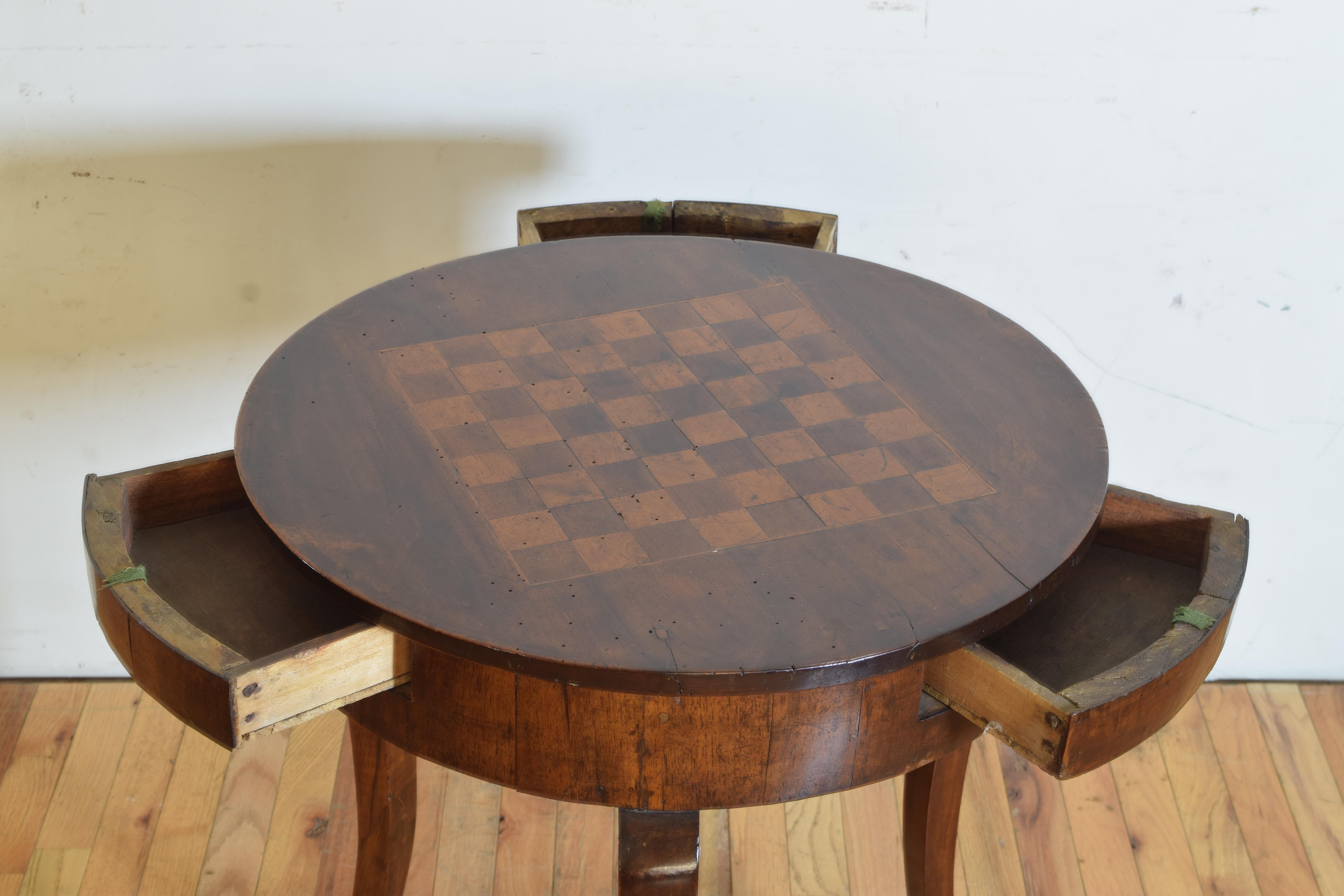 Italian, Lombardia, Walnut and Inlaid Games Table, Chessboard Top, 19th Century 3