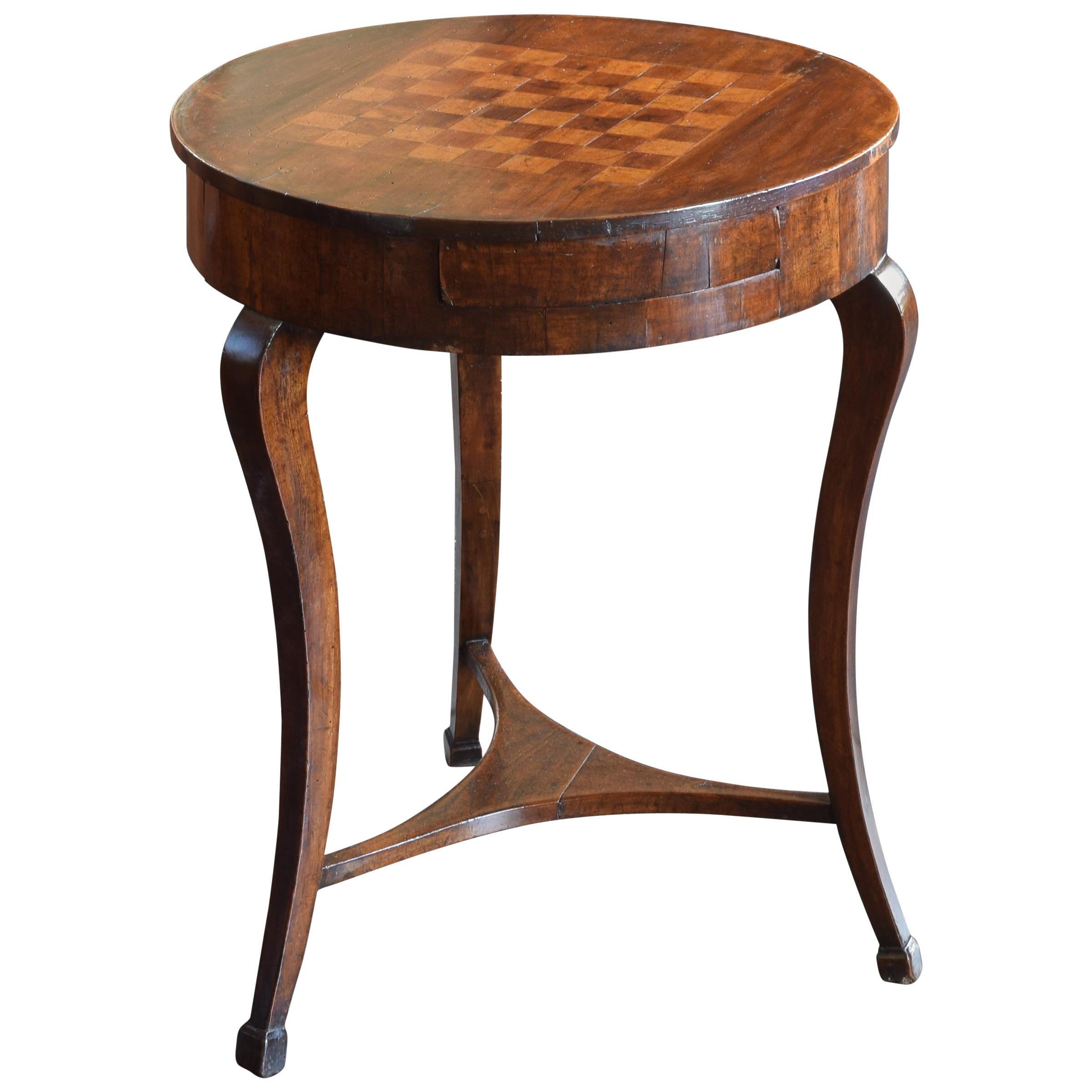 Italian, Lombardia, Walnut and Inlaid Games Table, Chessboard Top, 19th Century