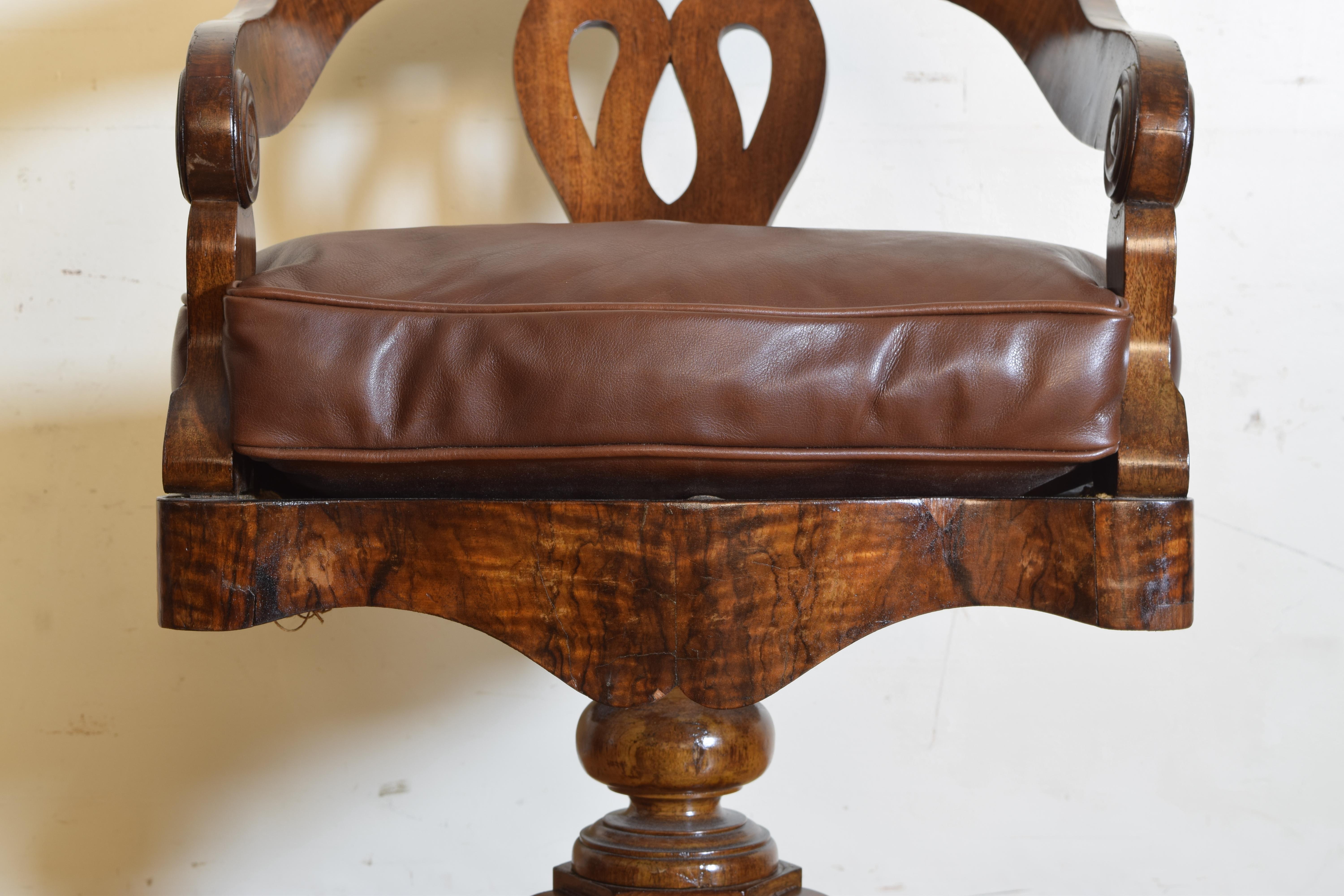 Italian, Lombardia, Walnut Swivel Desk Chair, Early 19th Century 4