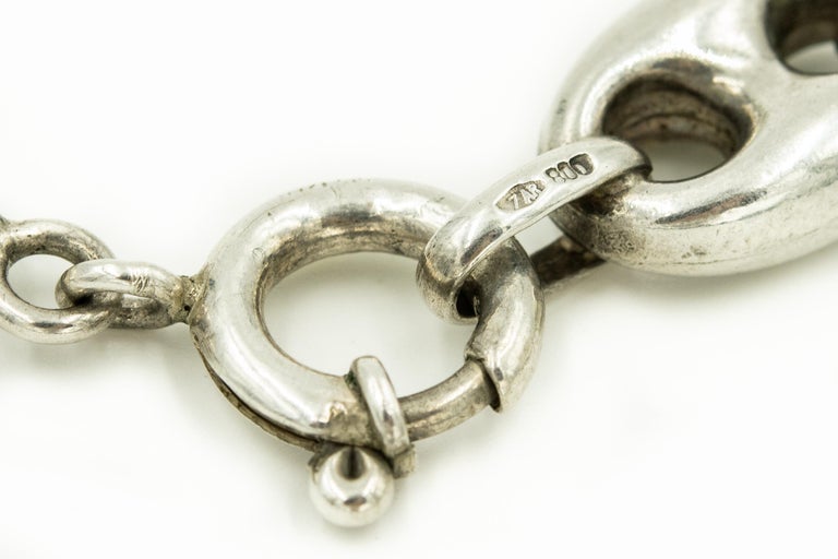 Italian Long Anchor Mariner Link Silver Chain Necklace at 1stDibs