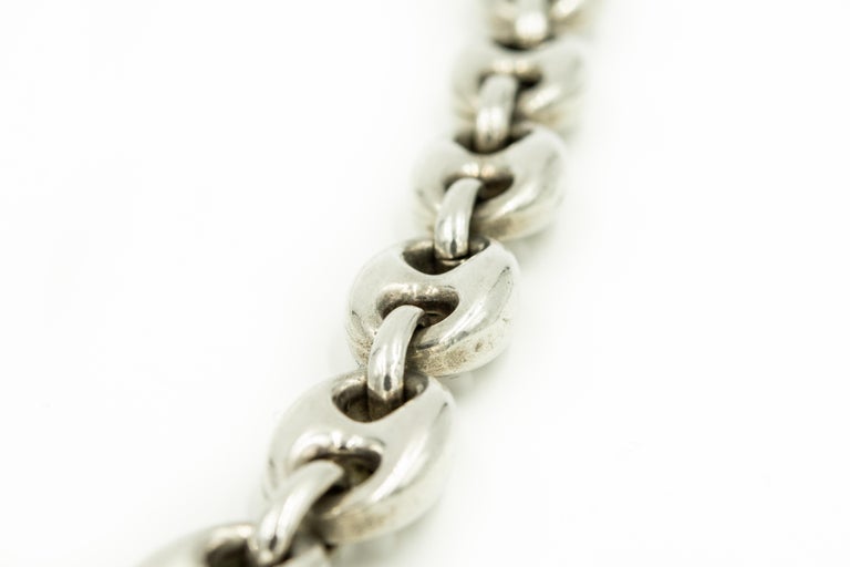 Italian Long Anchor Mariner Link Silver Chain Necklace at 1stDibs