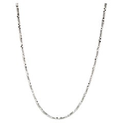 Long collier italien en argent sterling avec chaîne en forme de serpent taillée en diamants, longueur de 30 pouces