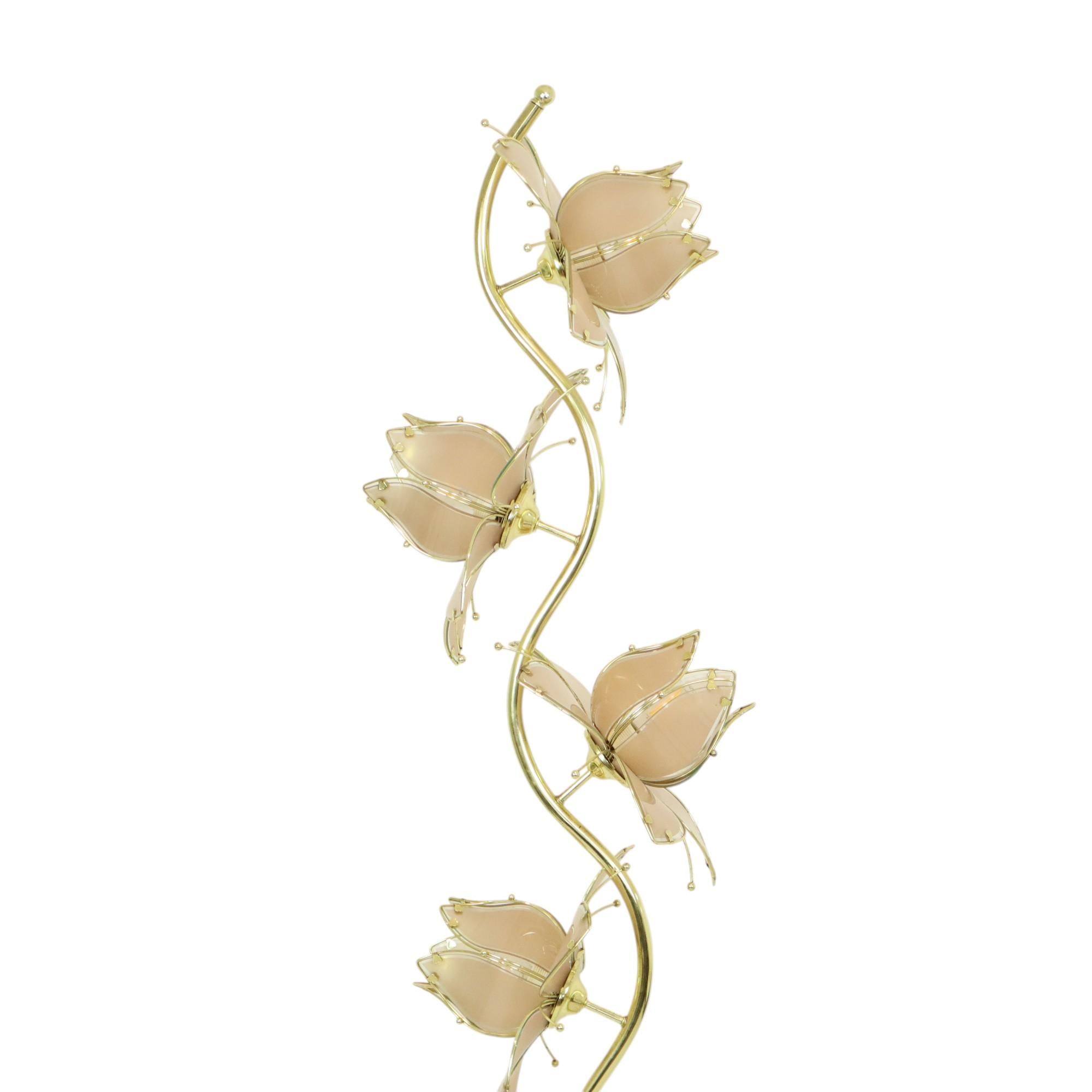 italien Lampe Lotus Italienne Lampadaire XL Hollywood Regency 190cm en vente