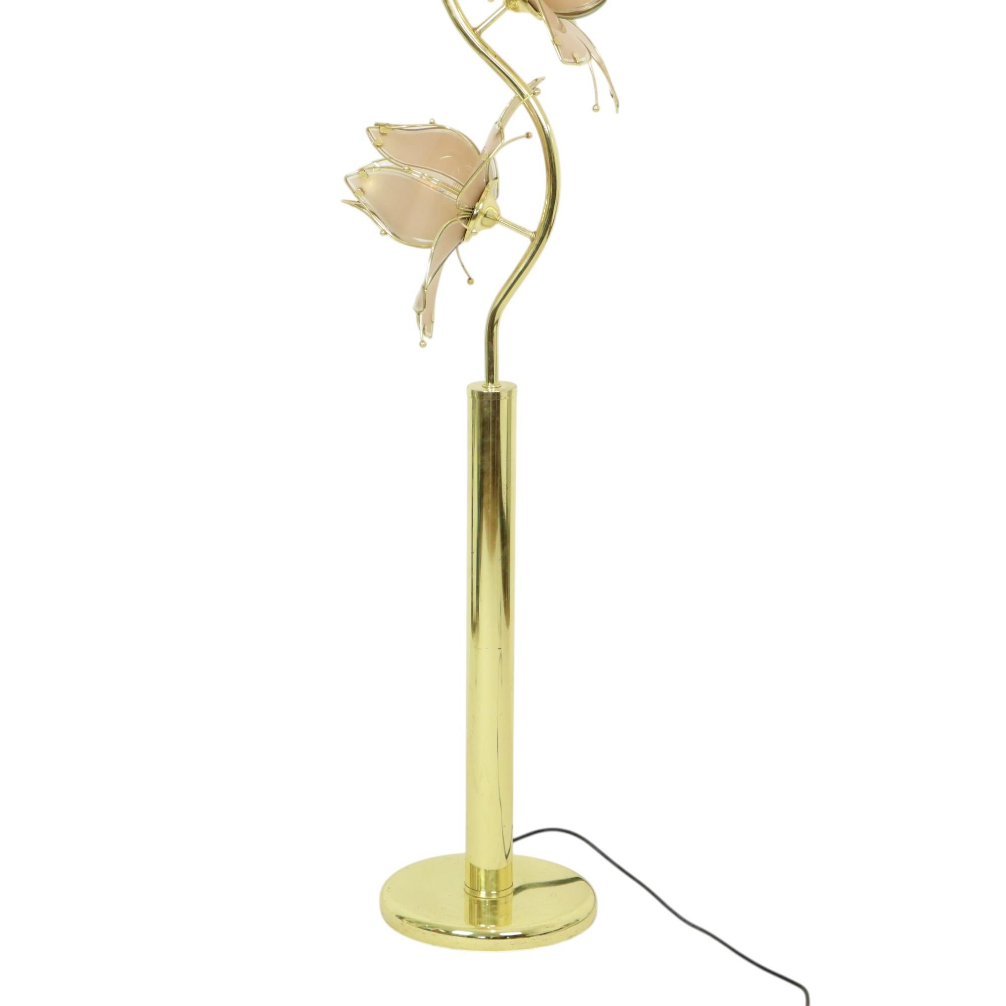 Lampe Lotus Italienne Lampadaire XL Hollywood Regency 190cm Bon état - En vente à Poperinge, BE
