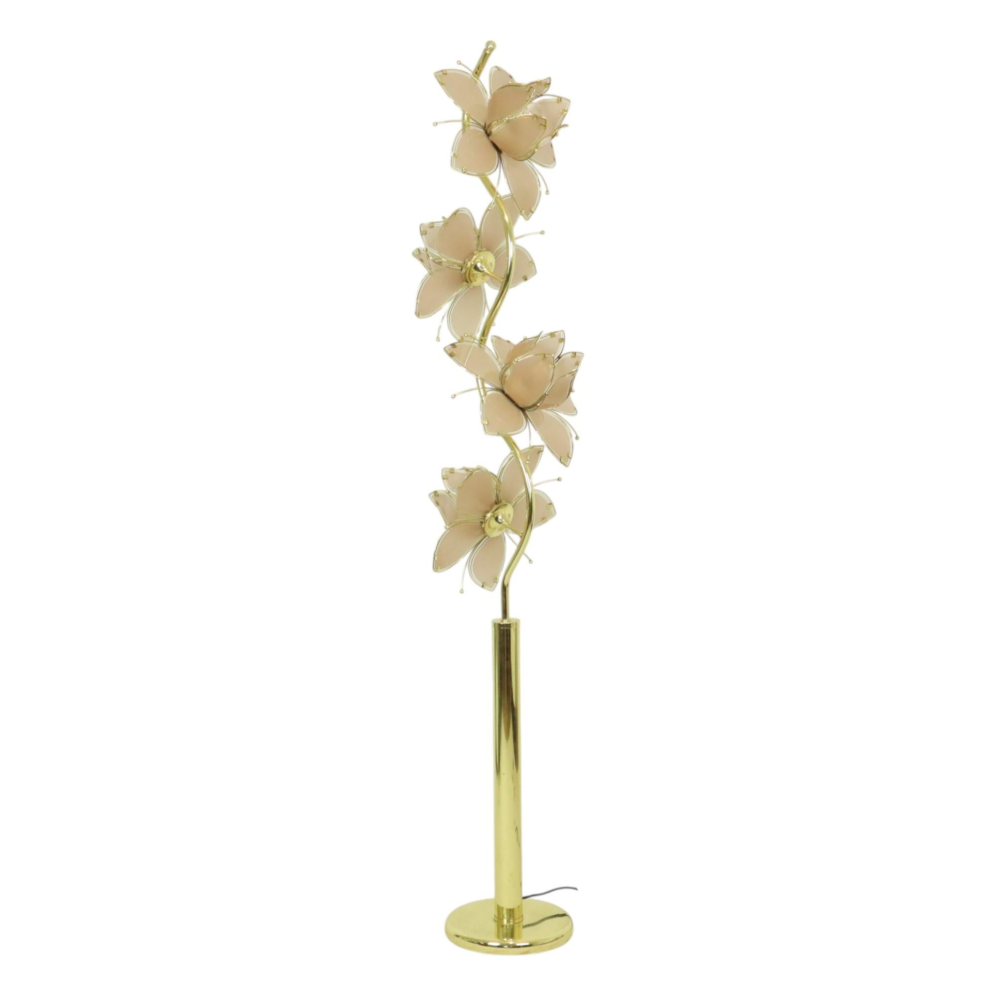 Lampe Lotus Italienne Lampadaire XL Hollywood Regency 190cm en vente 1