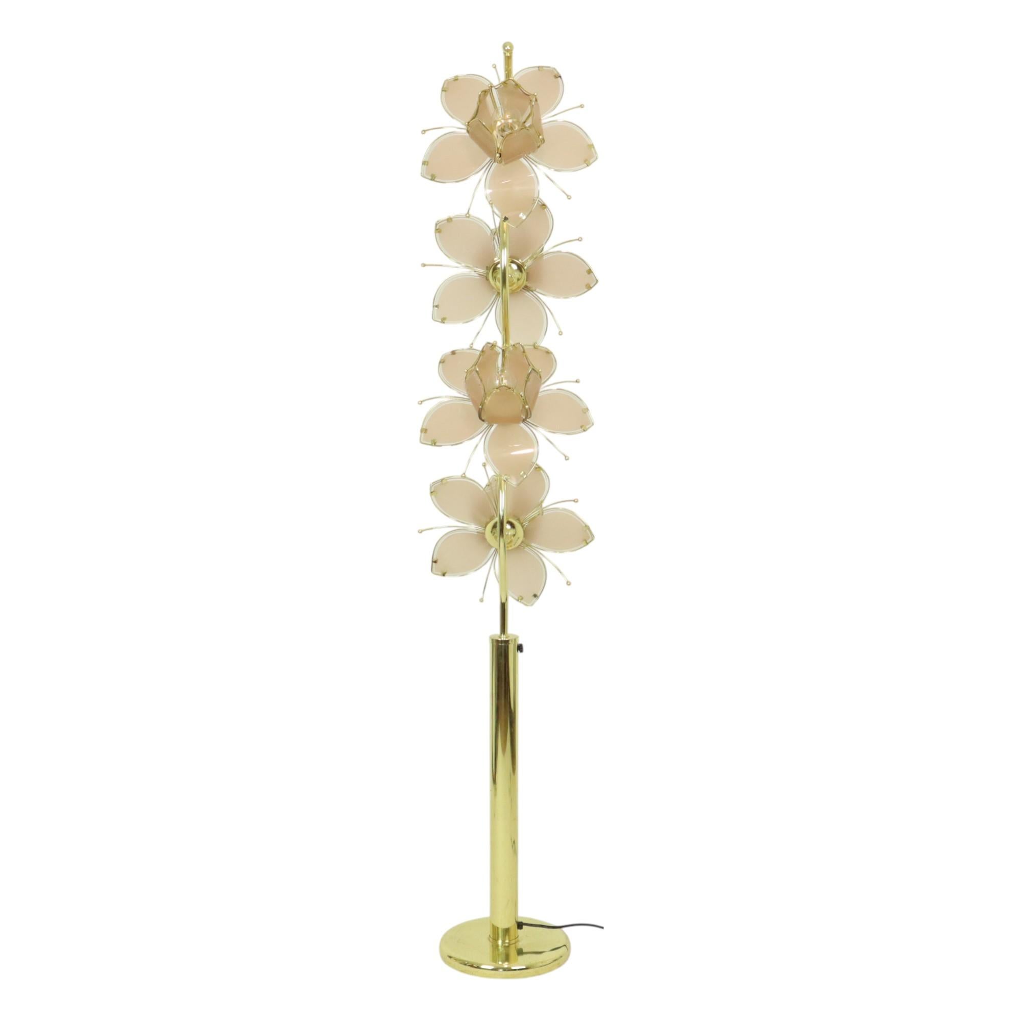Lampe Lotus Italienne Lampadaire XL Hollywood Regency 190cm en vente 2