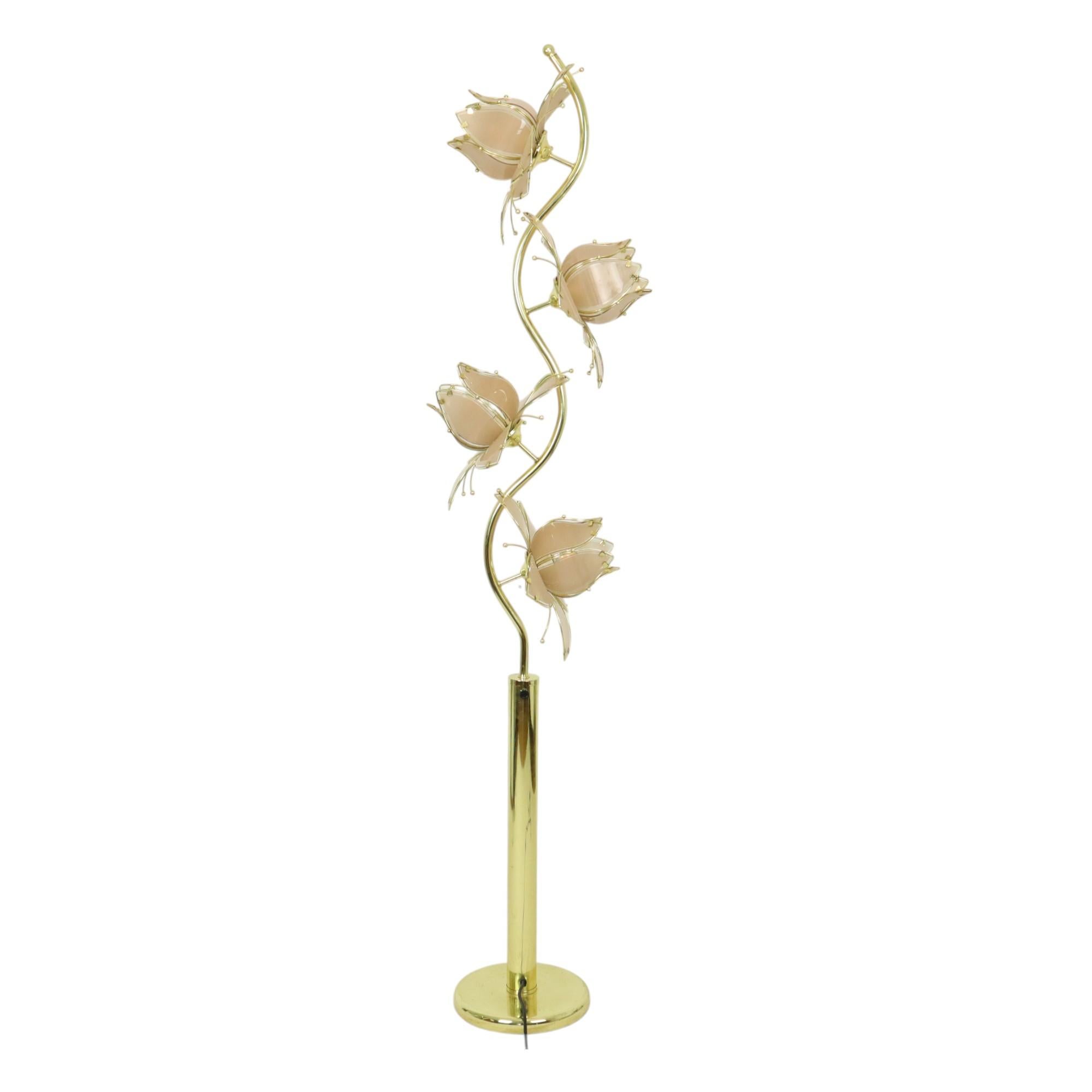 Lampe Lotus Italienne Lampadaire XL Hollywood Regency 190cm en vente 3