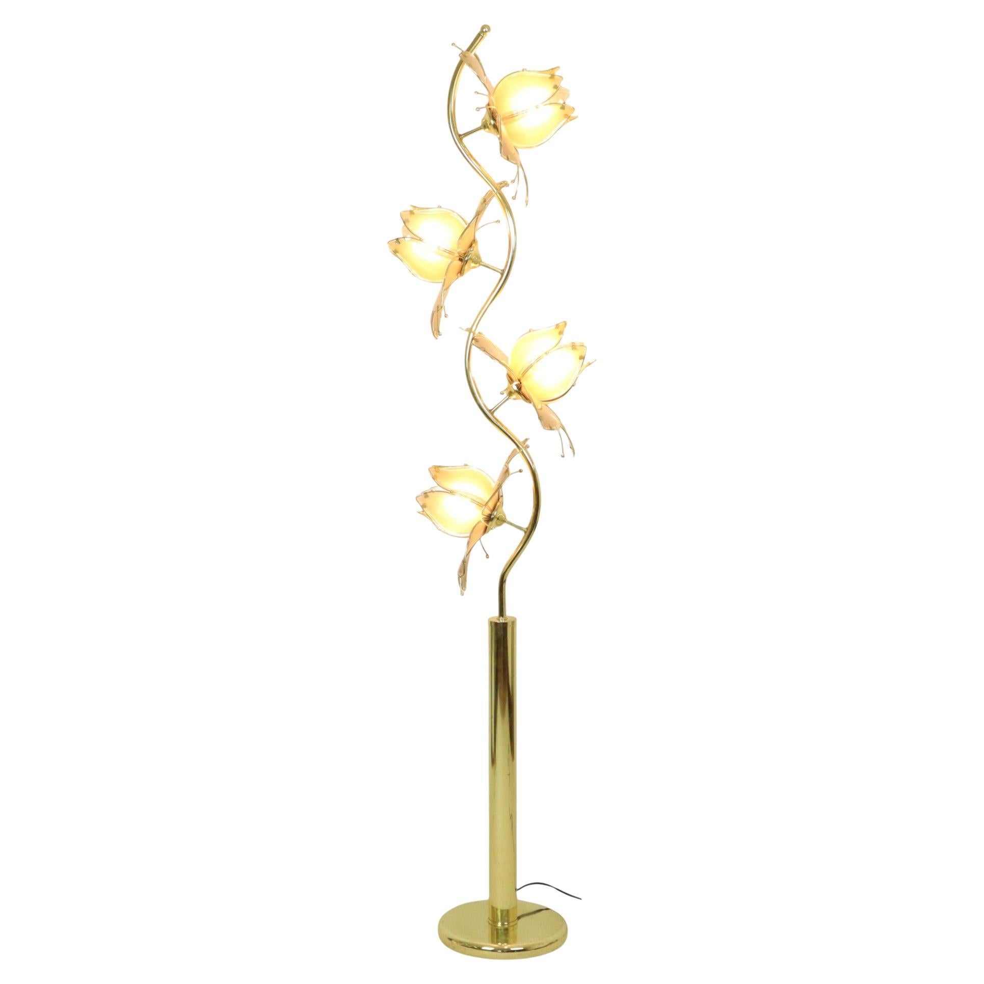 Lampe Lotus Italienne Lampadaire XL Hollywood Regency 190cm