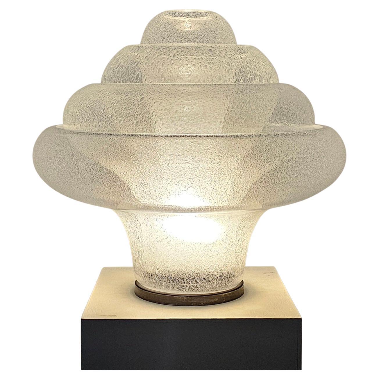 Lámpara de sobremesa italiana de loto de cristal de Murano y metal de Carlo Nason para Mazzega, 1960