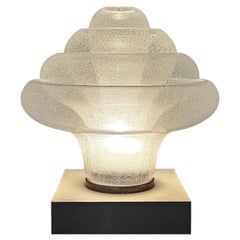 Italian Lotus Murano Glass and Metal Table Lamp by Carlo Nason for Mazzega, 1960