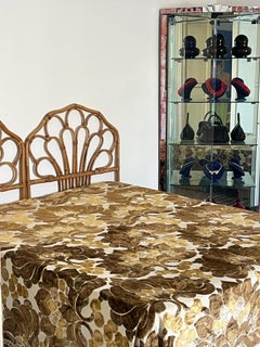 Italian Lotus Pattern Silk Velvet and Metallic Woven Bedcover 1970s