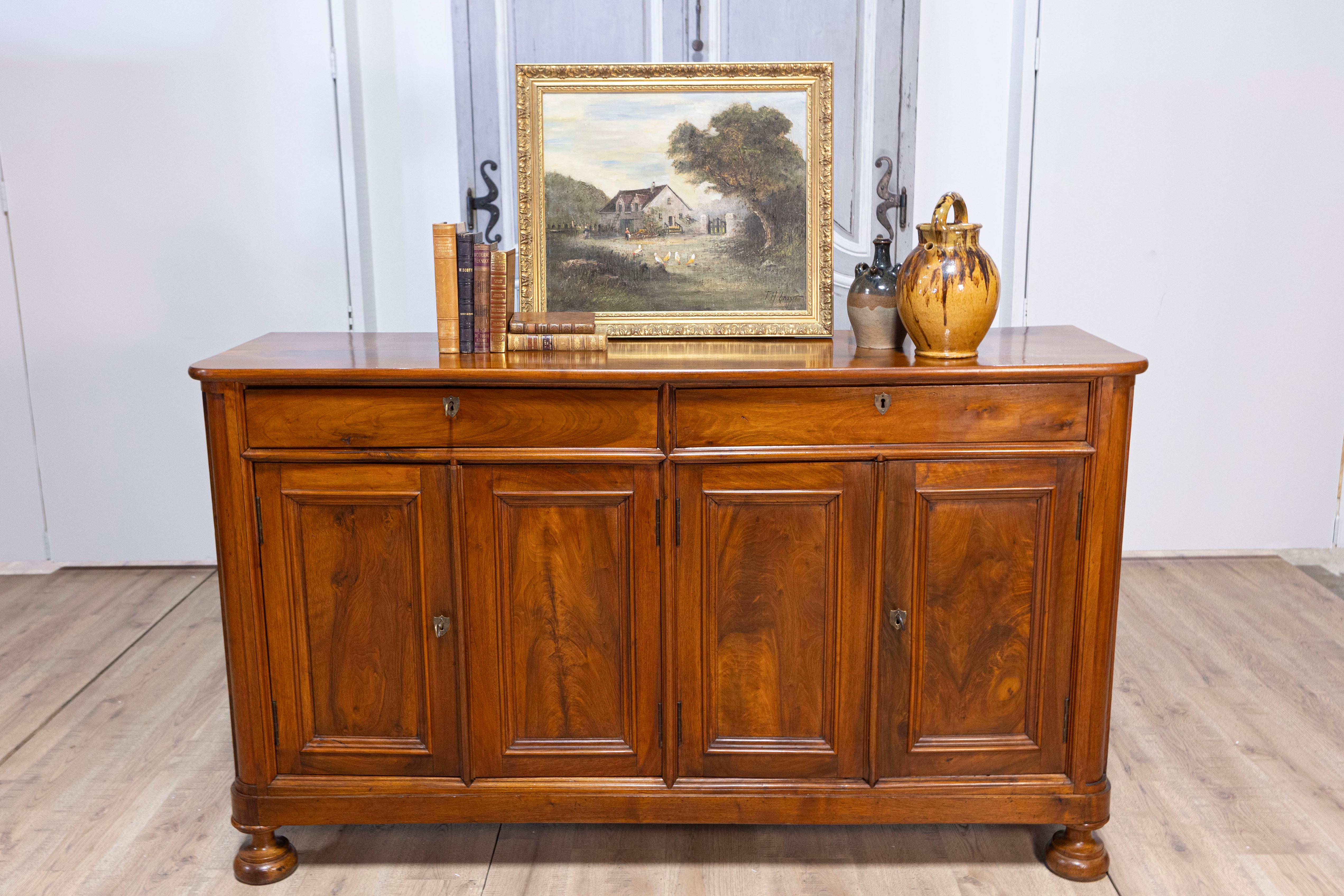 Enfilade italienne Louis-Philippe des années 1850 avec deux tiroirs et quatre portes 4