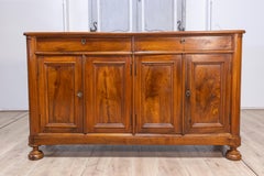 Italian Louis-Philippe 1850s Walnut Enfilade with Two Drawers and Four Doors