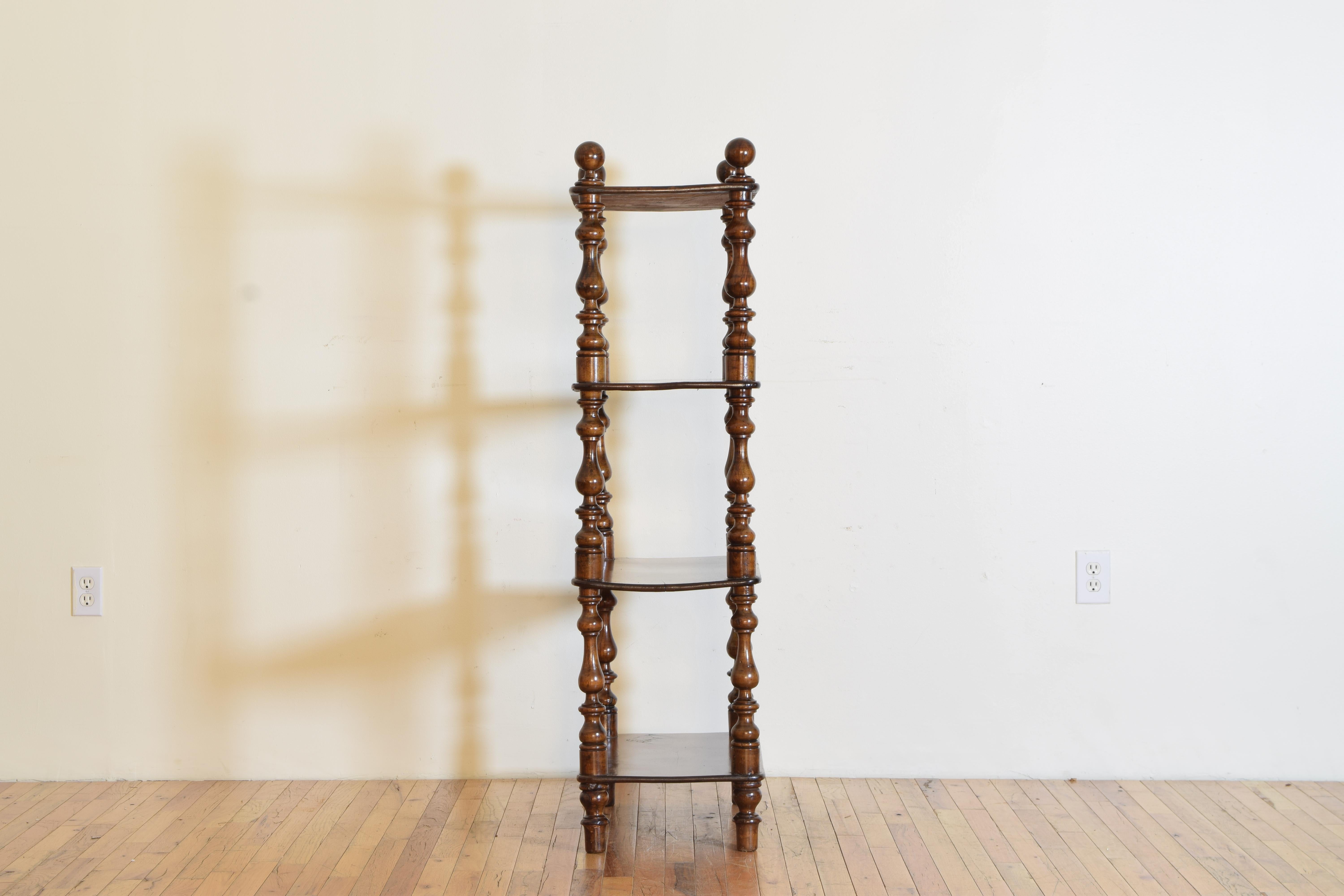 Mid-19th Century Italian Louis Philippe Period Turned Walnut Etagere, ca. 1840