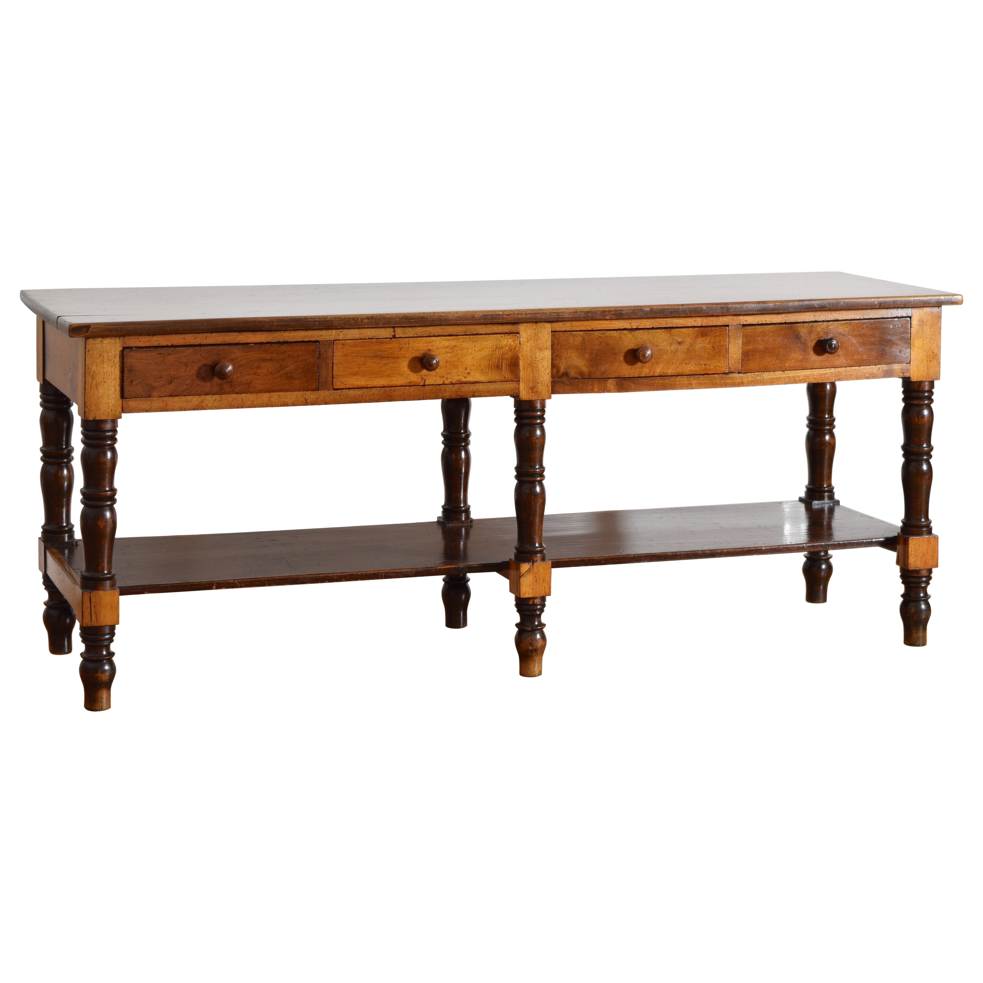Italian Louis Philippe Period Walnut 4-Drawer Drapers Table, 2nd quarter 19thc. For Sale