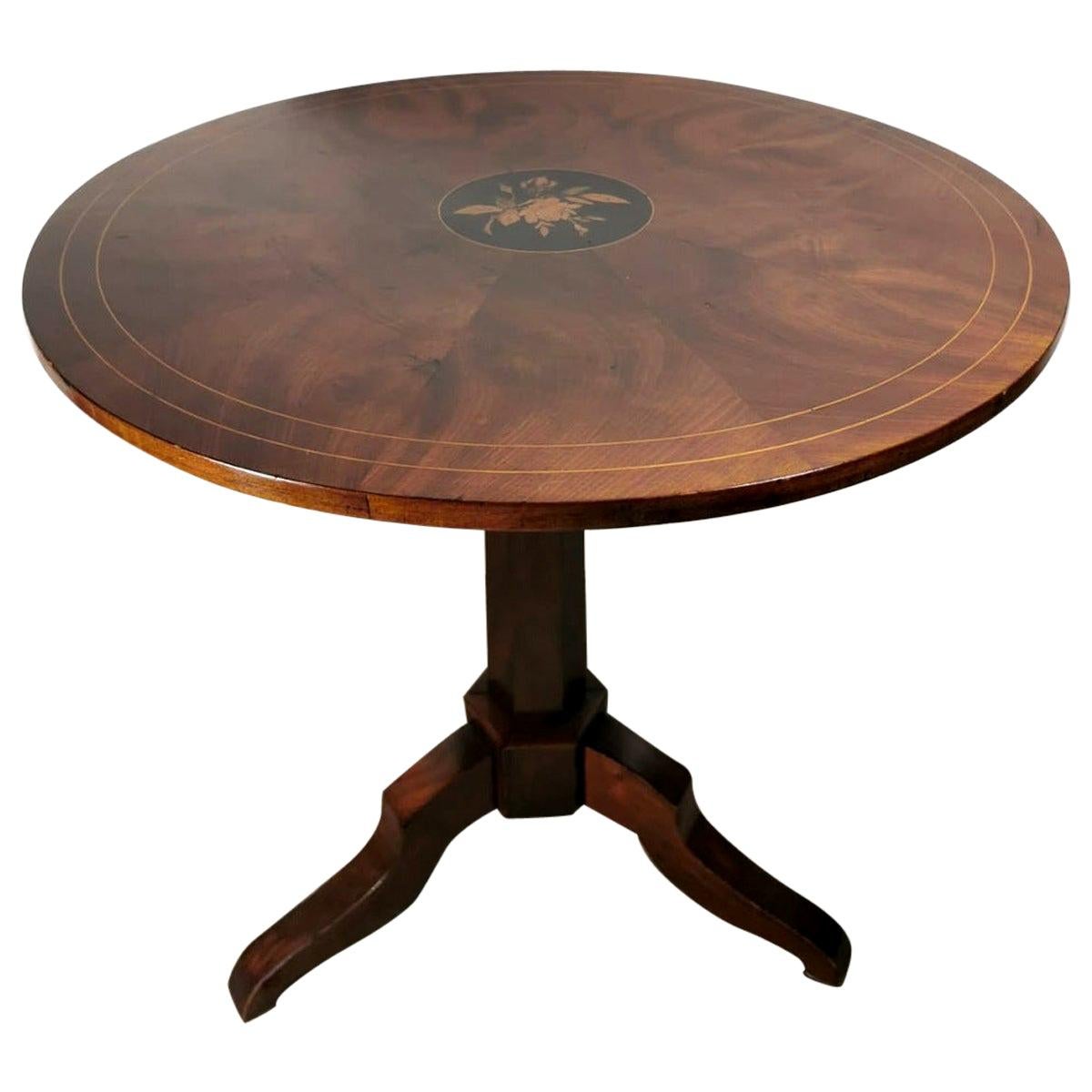 Louis Philippe Style Feather Walnut Coffee Table With Tripod North Italy For Sale